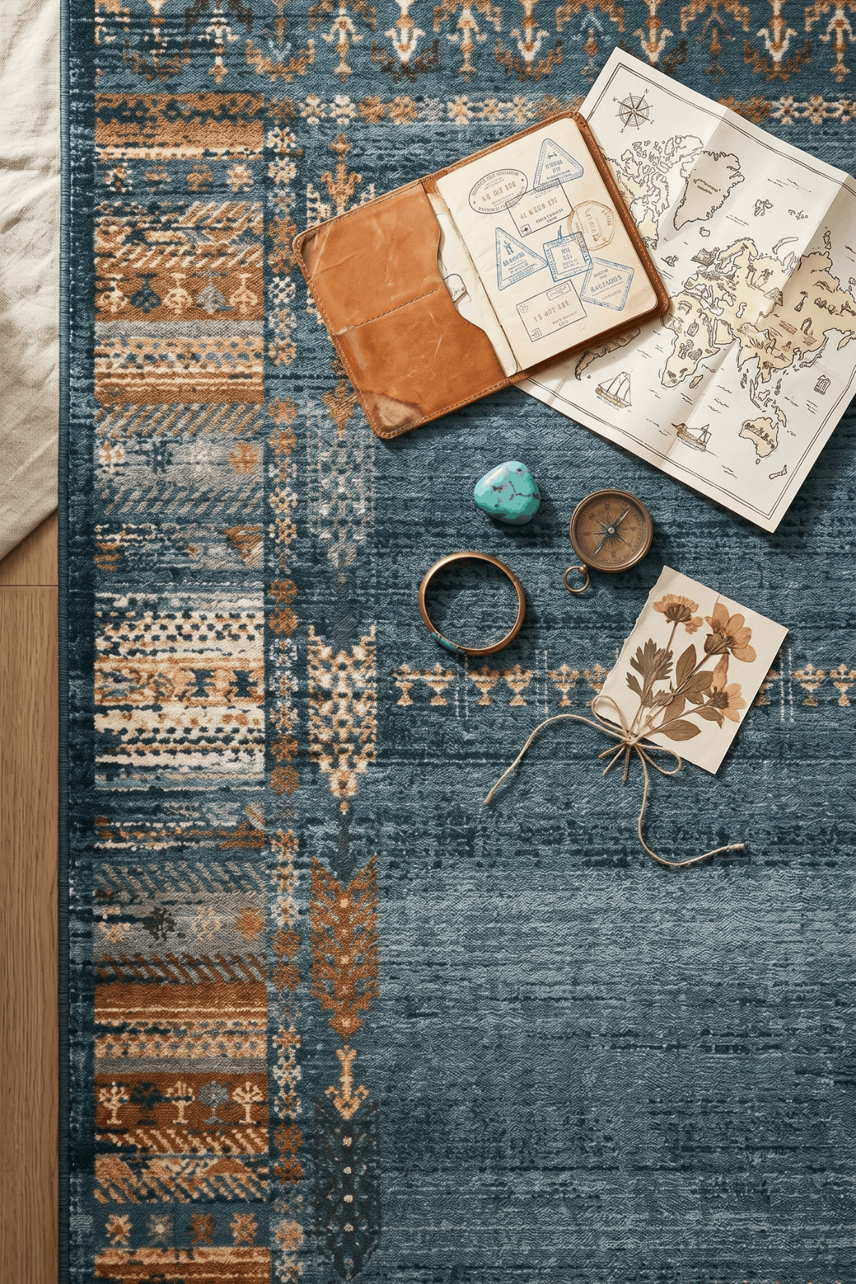 Washable Printed Matilda Rug - Vintage Distressed Style