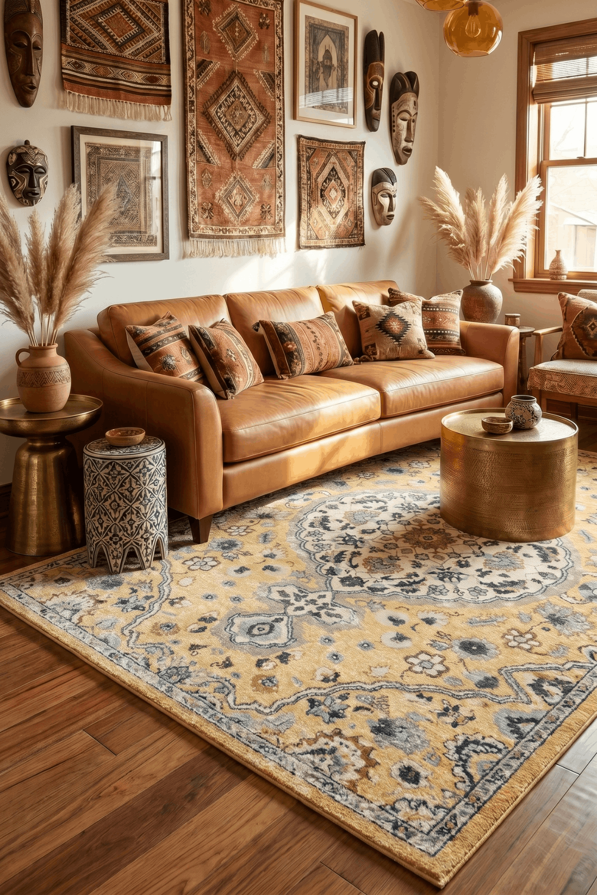 Washable Printed Chos Carpet - Elegant Botanical Heritage