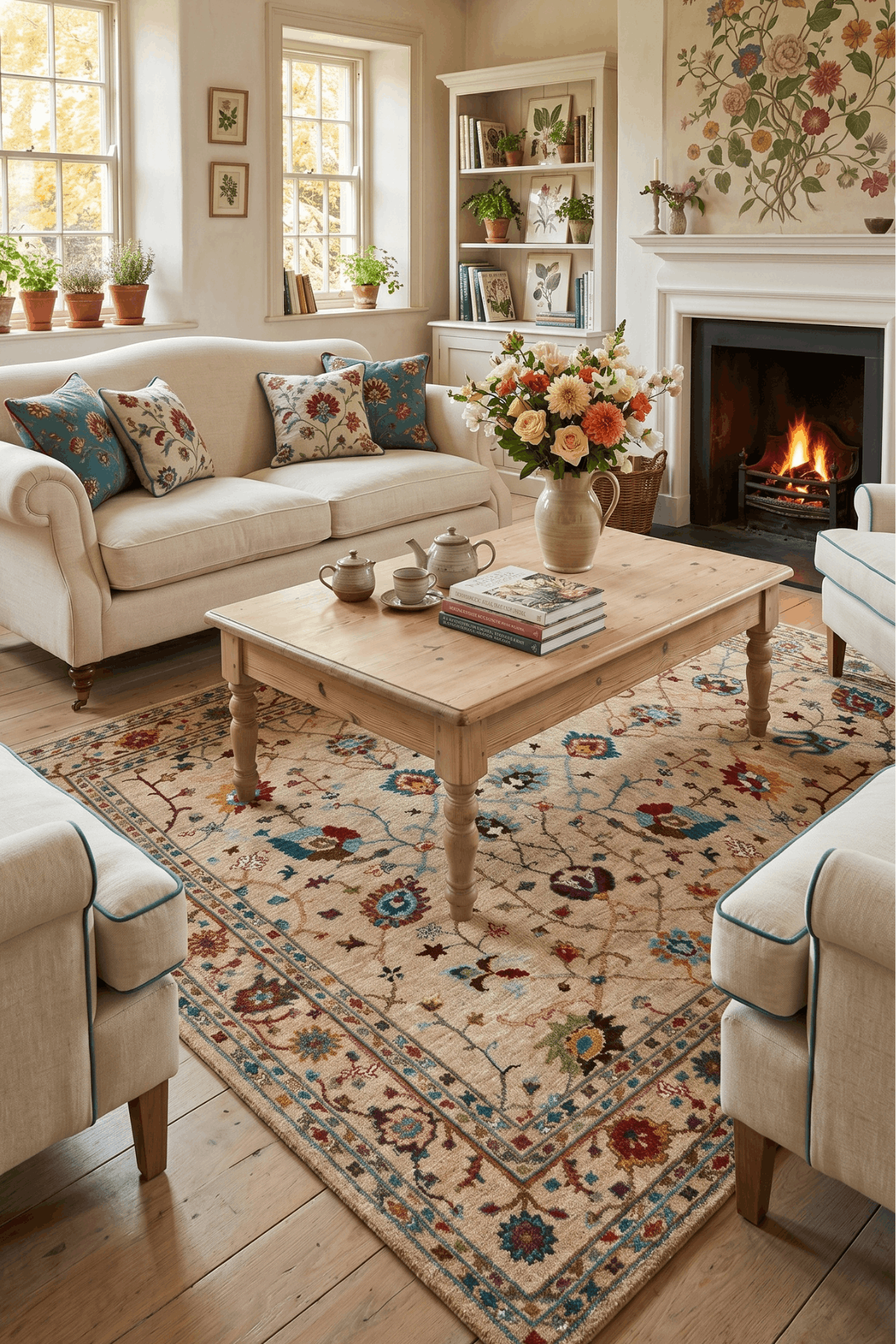 Washable Printed Colley Rug - Botanical Style