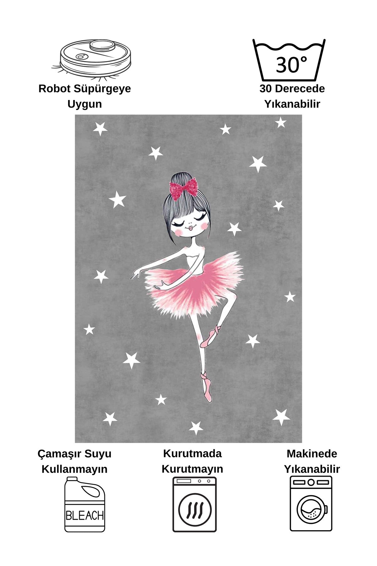 Ballerina Girl Latex Base Kids Rug