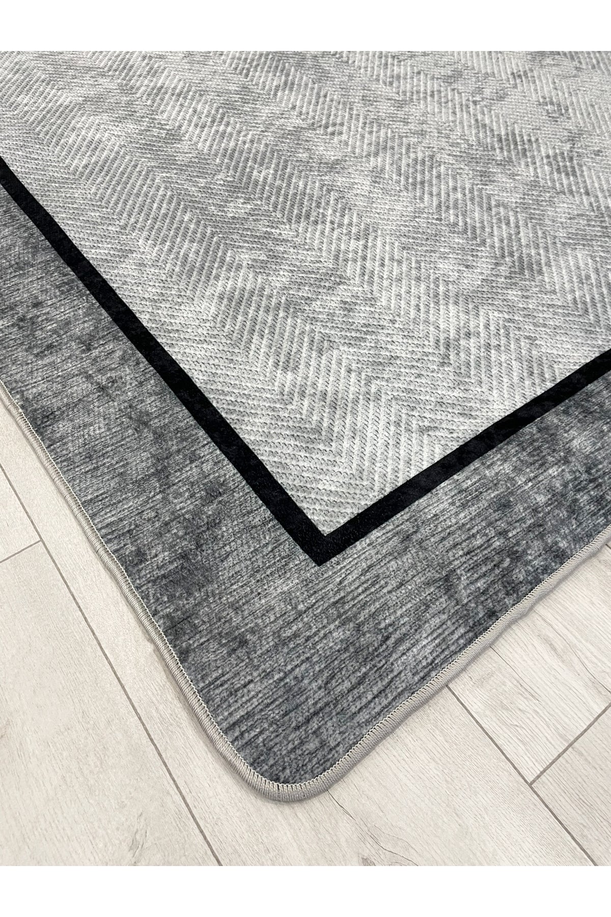 GRAY Jute Sisal-Look Bordered Non-Slip Base Runner Kitchen Rug