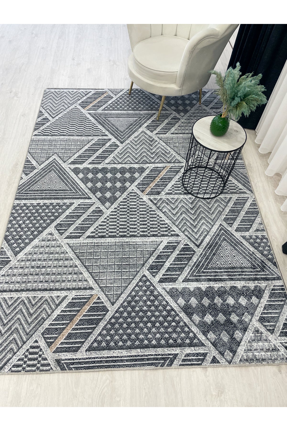 Brown Embossed Look Latex Leather Base Rug