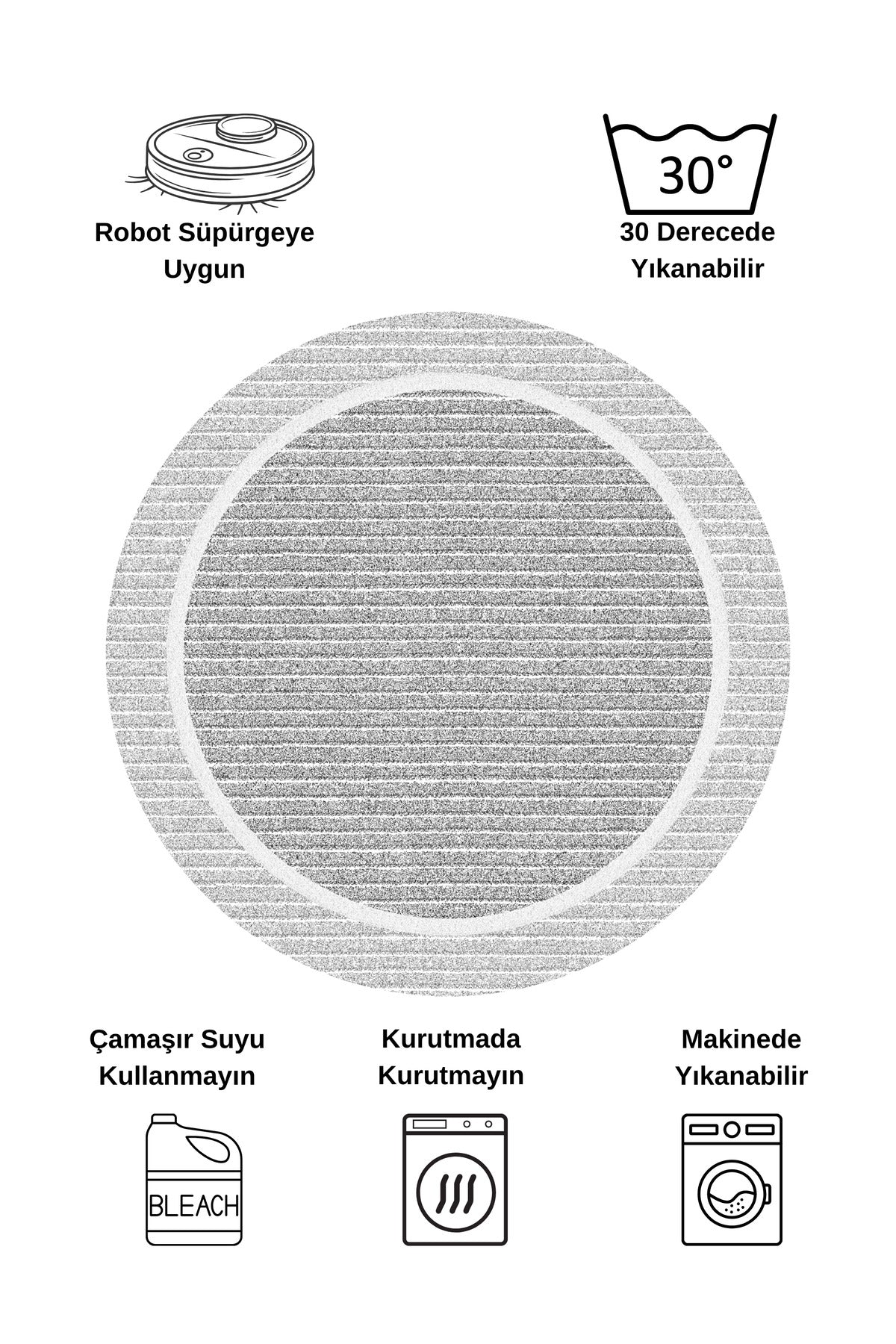 Scandinavian Style Non-Slip Sisal-Look Round Rug