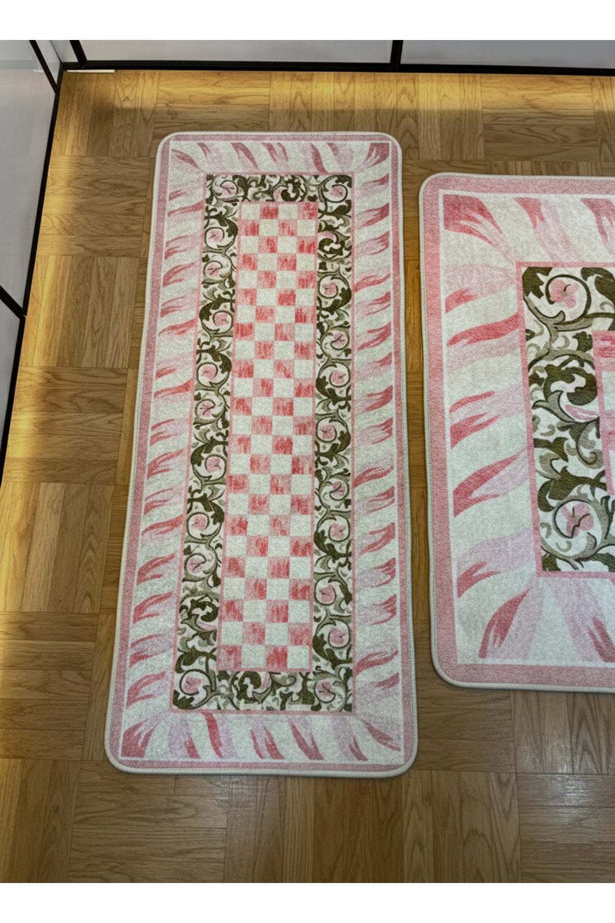 Pink - Mackenzie Style Checkered Kitchen Entryway Runner Rug