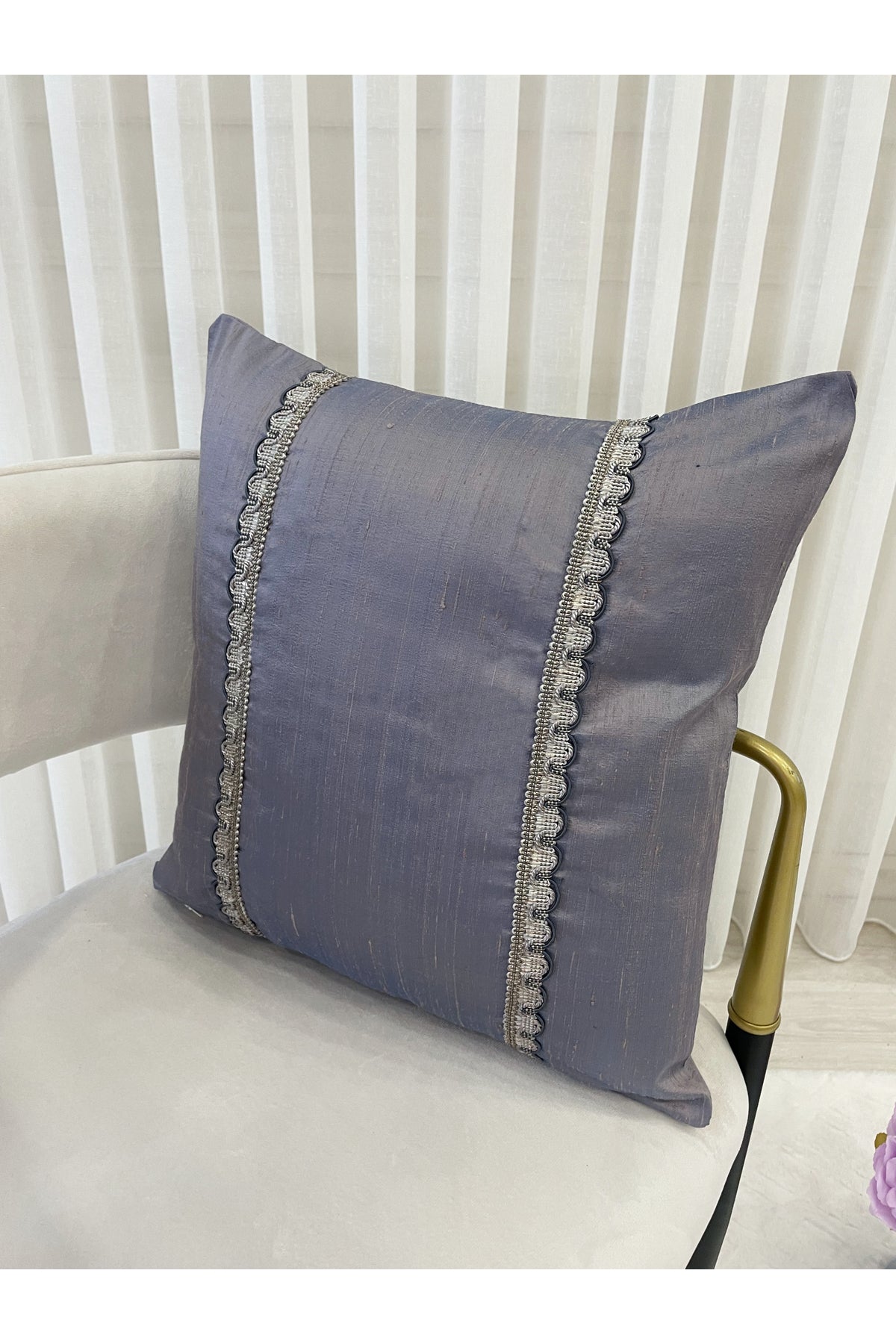 Imported Silk Cushion Pillow Cover with Cord (Oil Green)