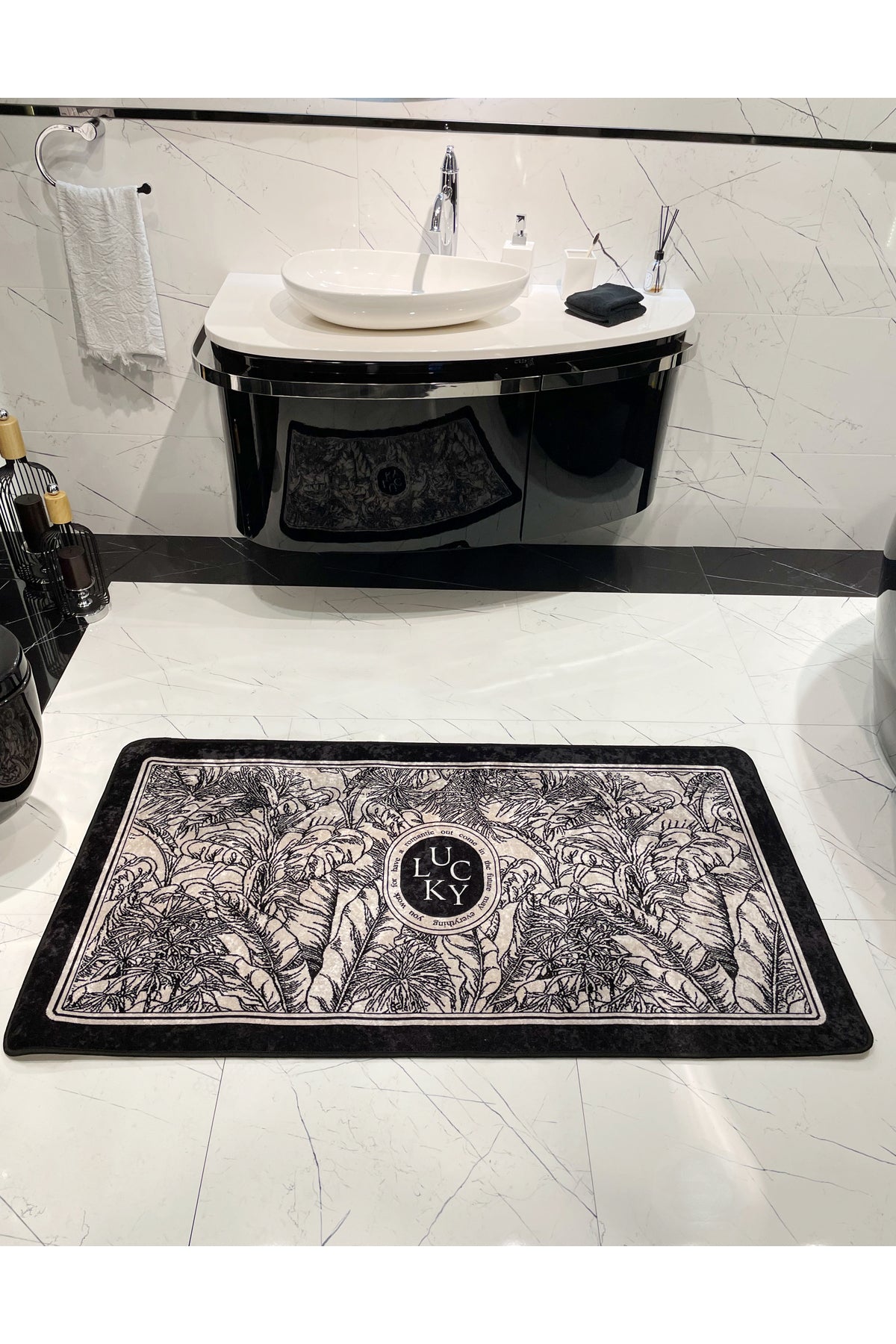 Single Floral Pattern Lucky Latex Base Bathroom Mat (60X100 SIZE)