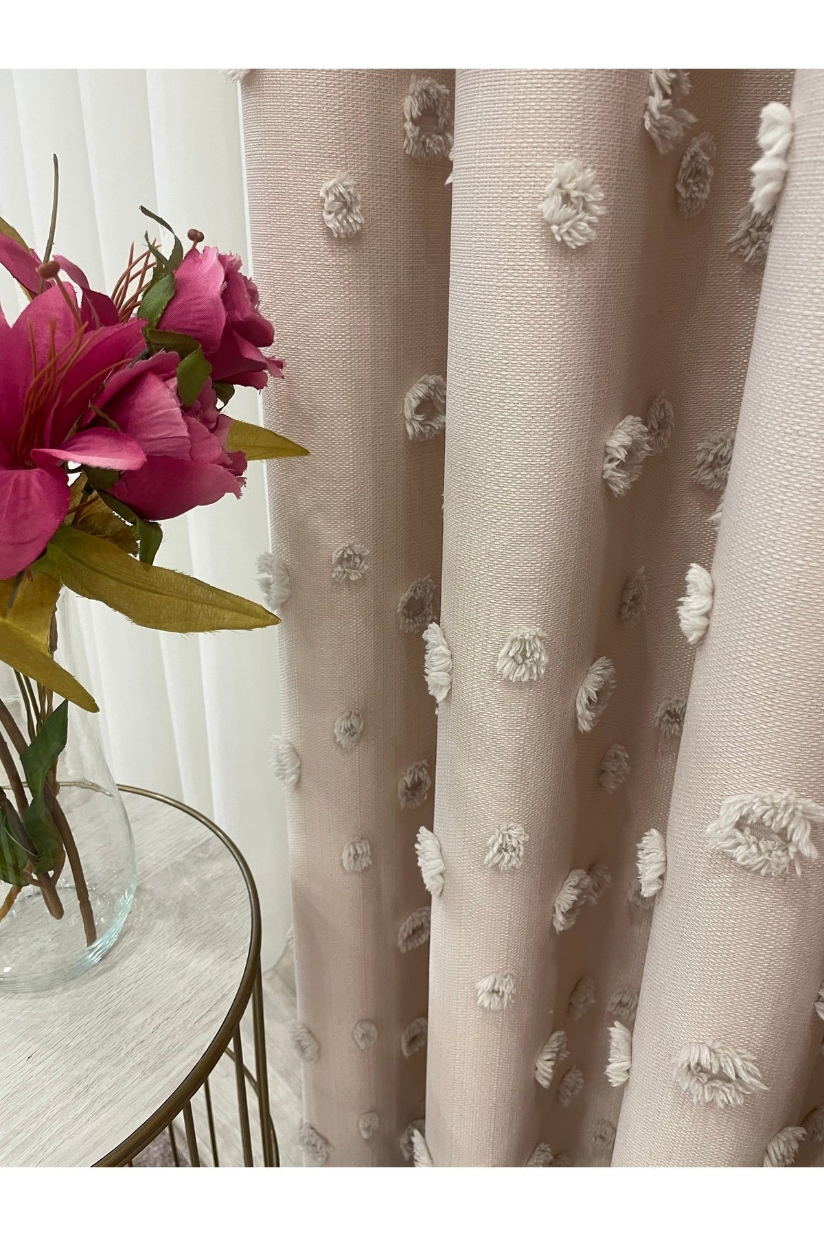 Blue Children's Room Pompom Puffy Blackout Curtain 1/3 Dense Pleating