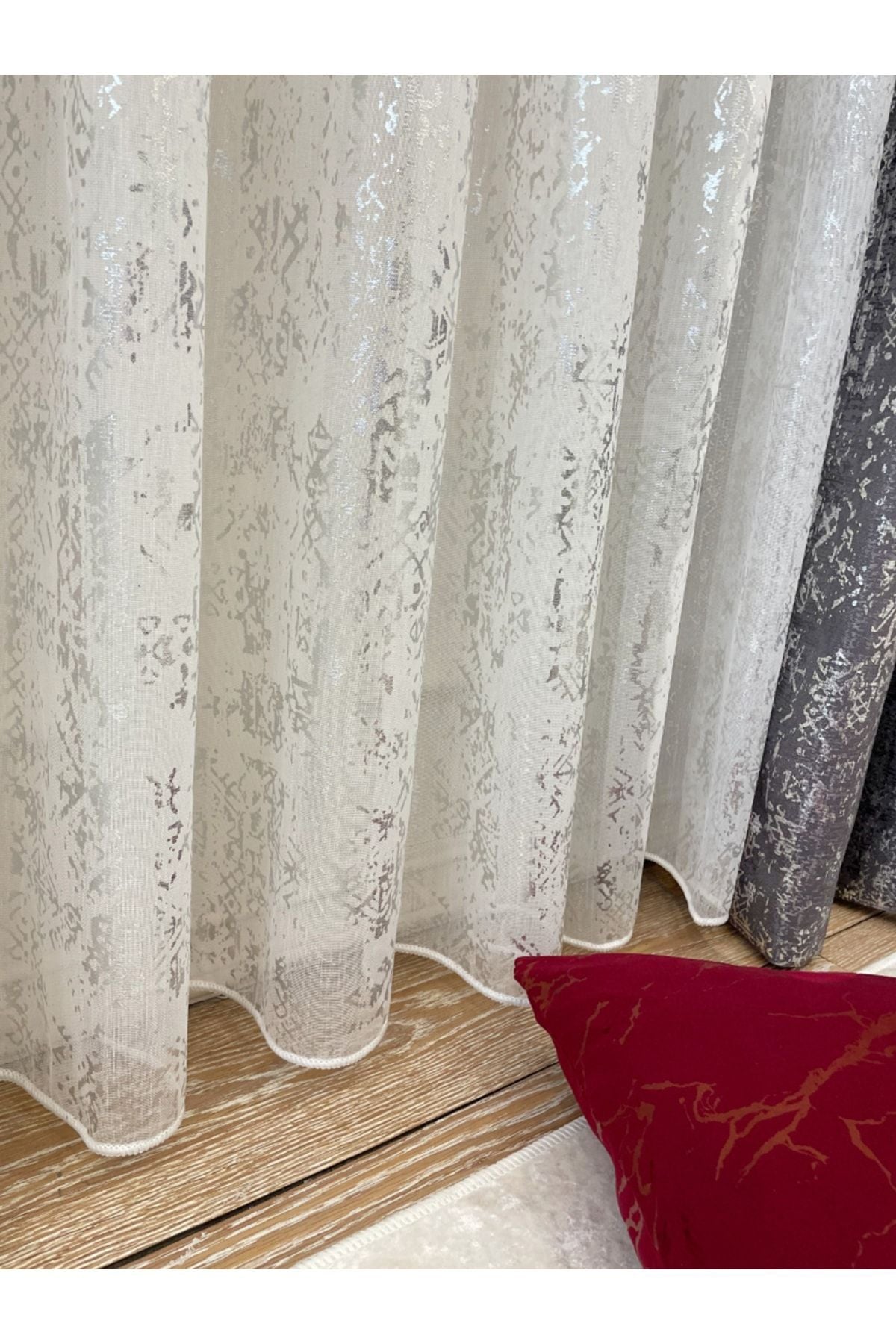 Modern Gold Foil 1/2.5 Pleat - Gold Foiled Sheer Curtain