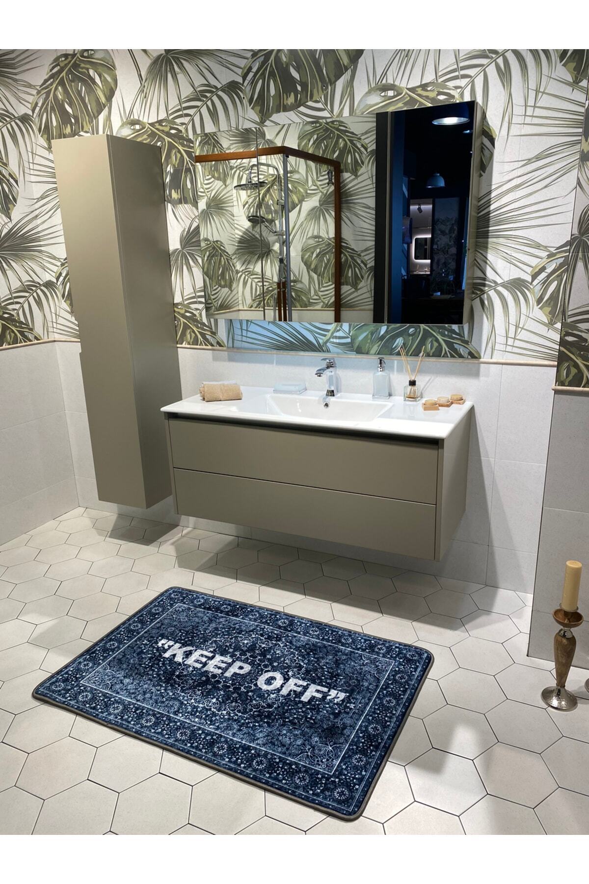 Keep Off Single Latex Non-Slip Waterproof Bath Mat (80x120) Navy Blue