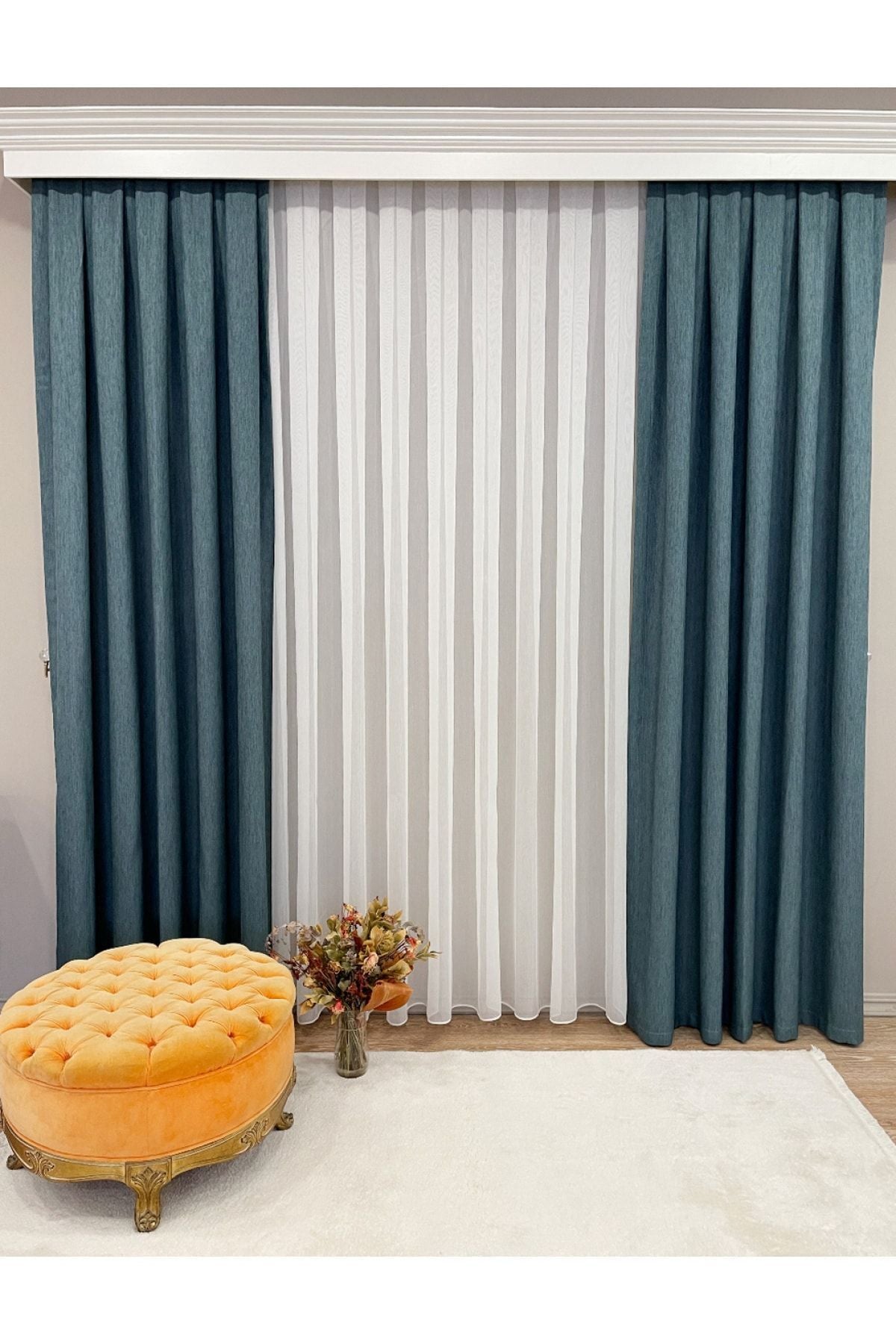 Jacquard Pattern on Blackout 1/2.50 Standard Pleated Blackout Curtain Dark Gray - Smoke