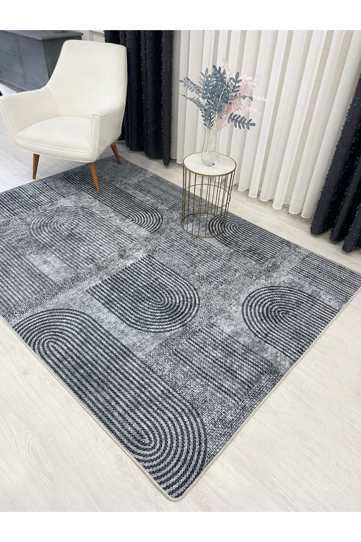 Gray Jute-Look Modern Rug