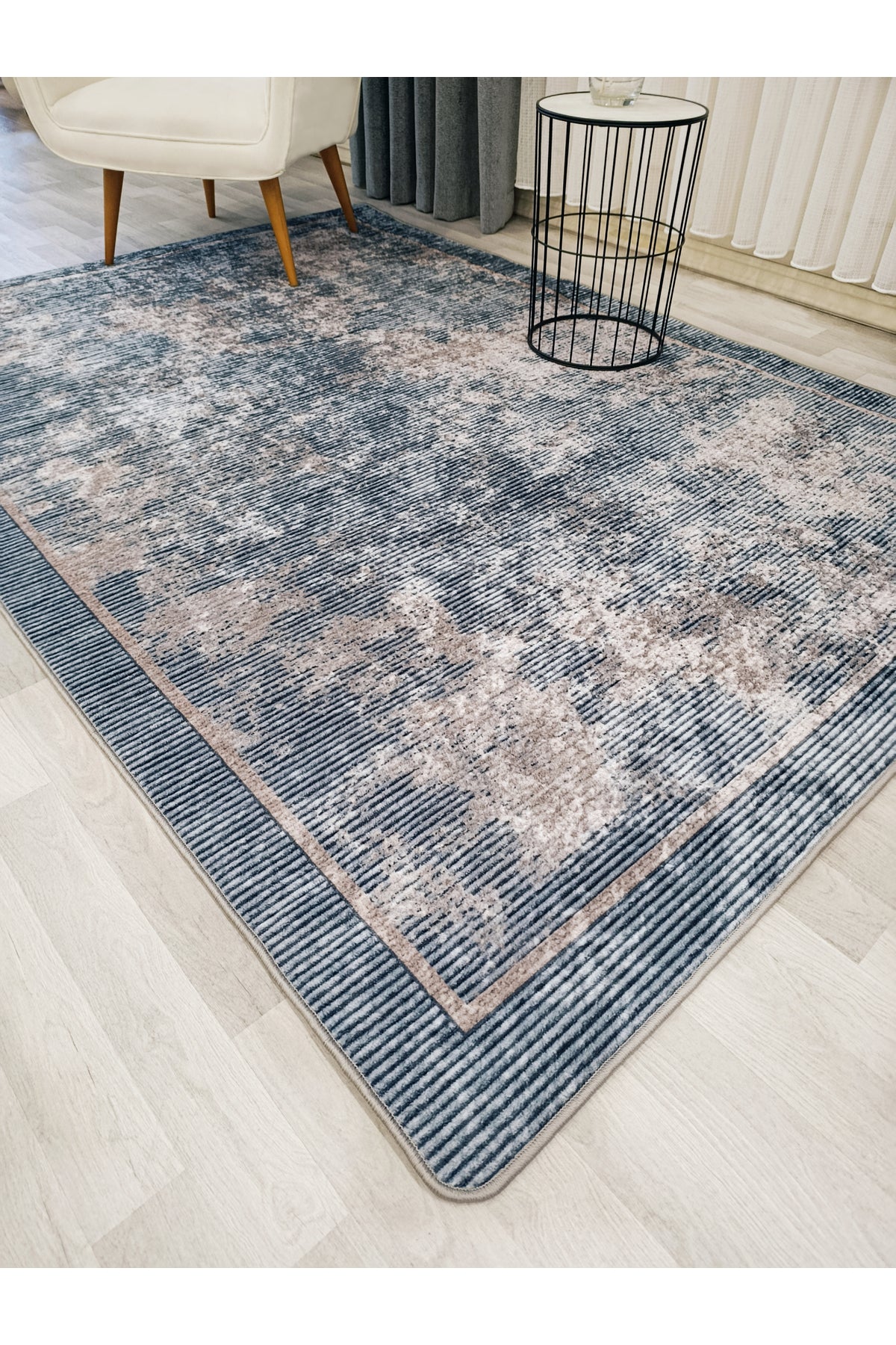 Mink Brown Geometric Pattern Non-Slip Base Runner Rug