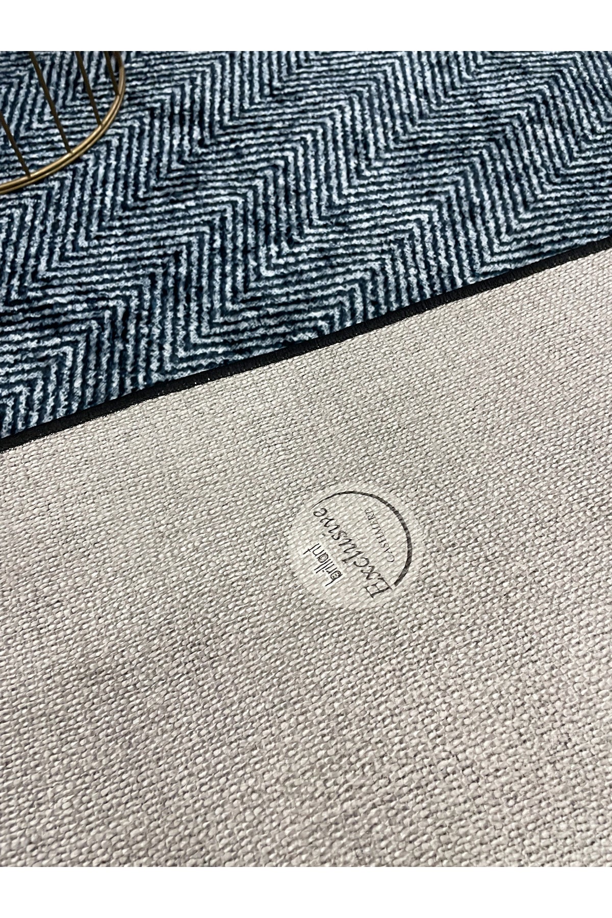 GRAY-NAVY Jute Sisal Look Non-Slip Base Rug