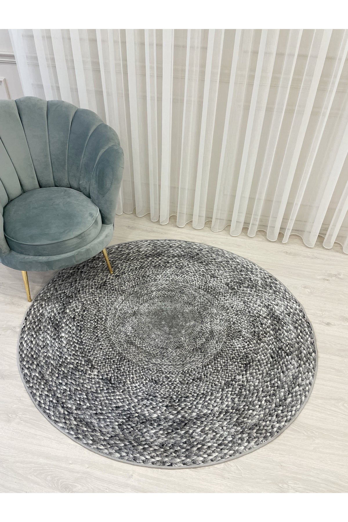 Jute Sisal Look 3D Colorful Latex Leather Base Rug