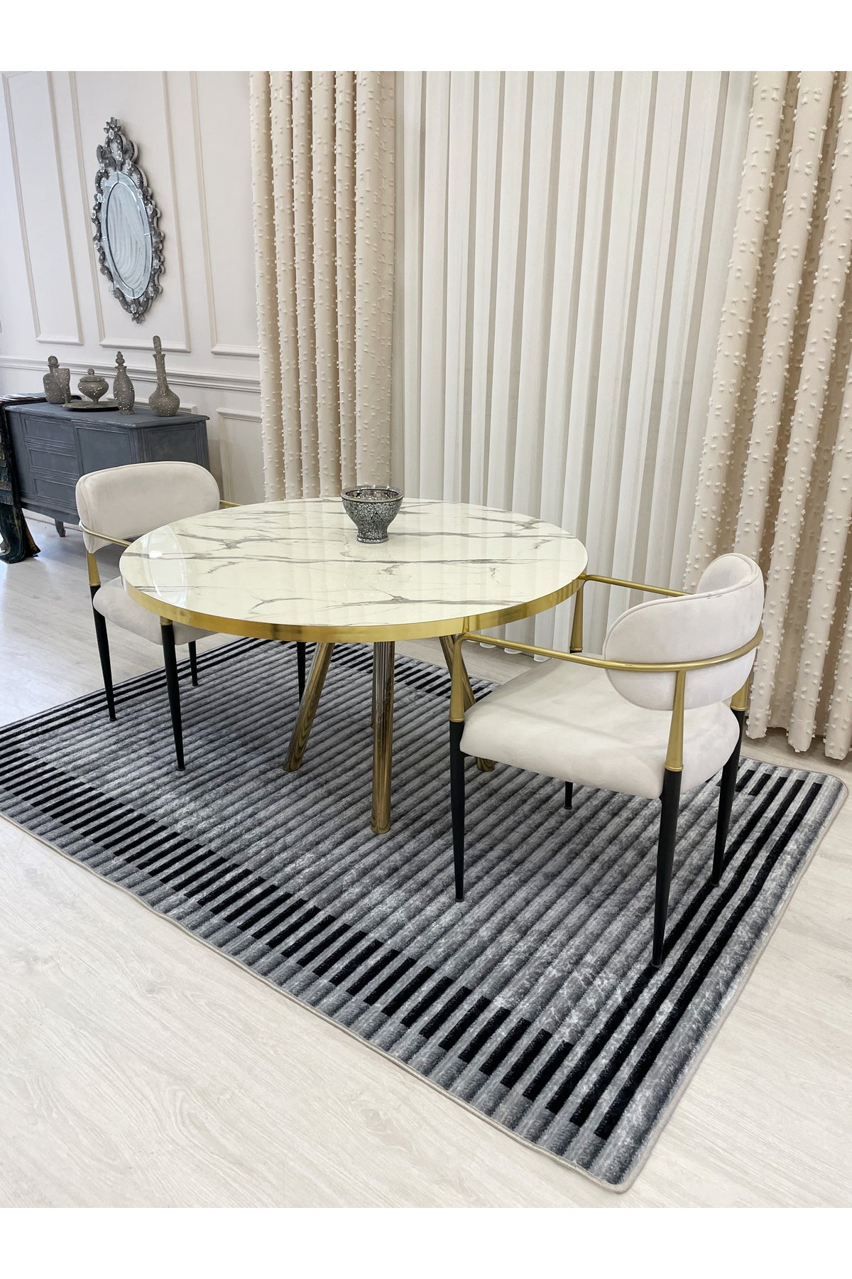 GRAY Striped Pattern Non-Slip Base Sisal-Look Runner Rug