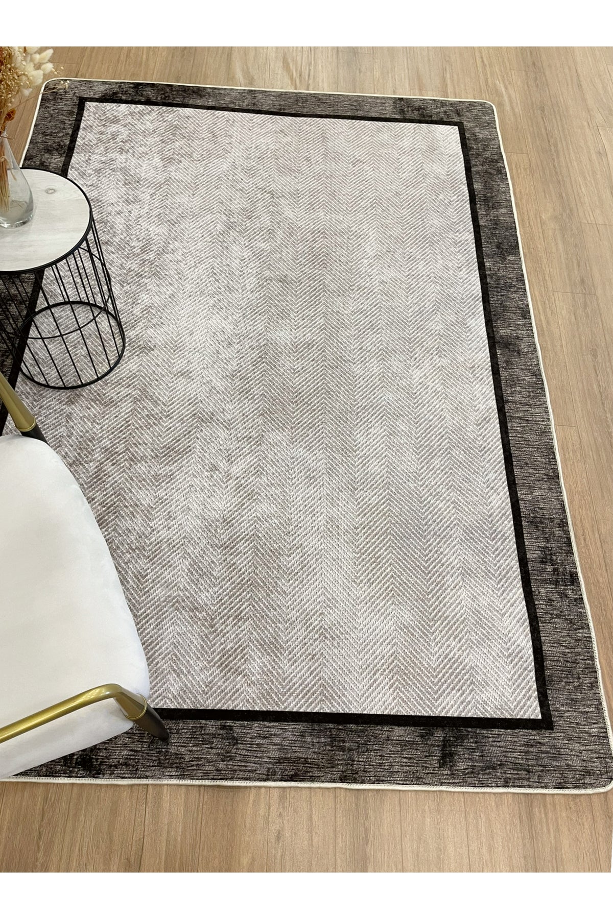 GRAY Jute Sisal-Look Bordered Non-Slip Base Runner Kitchen Rug