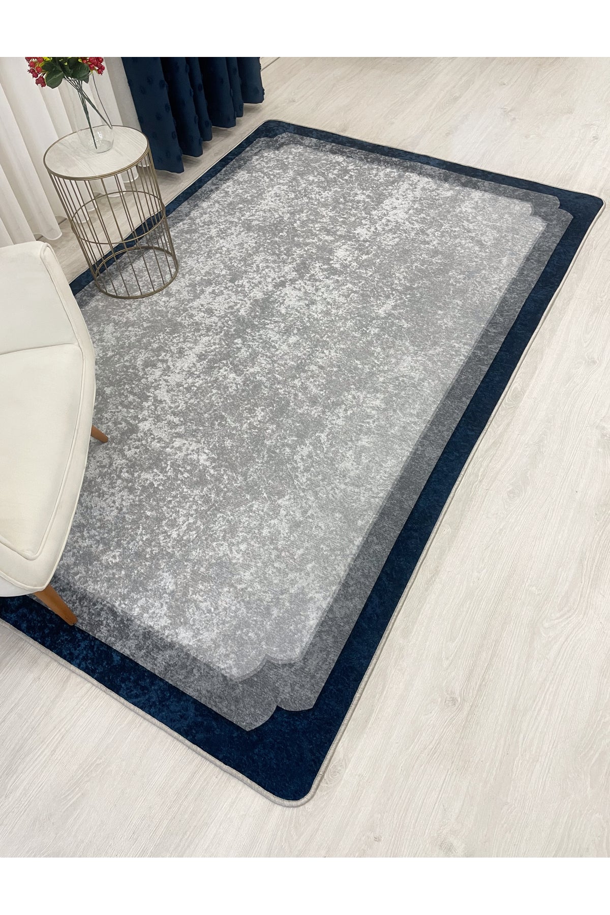 BEIGE-BLACK Framed Border Modern Pattern Latex Base Rug