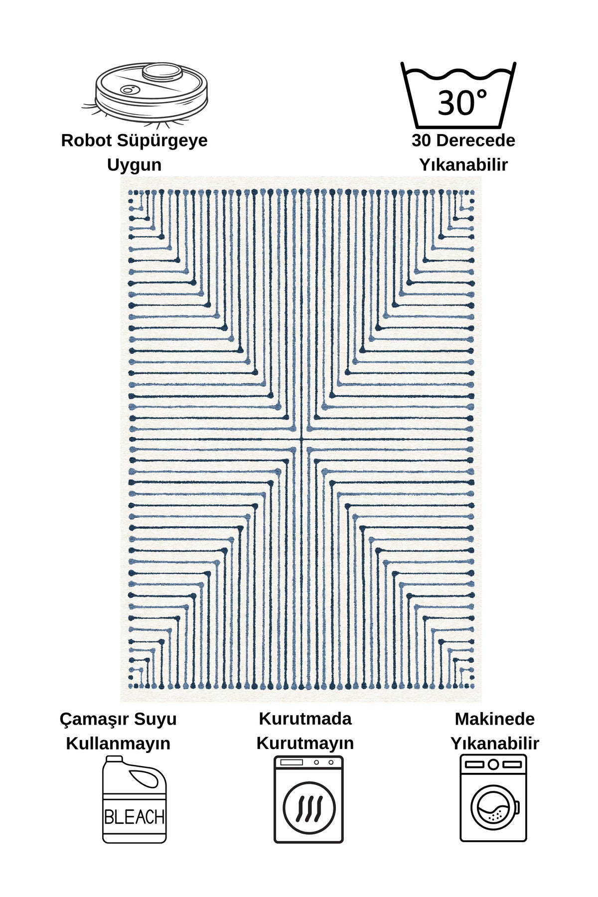 Terracotta Color Chenille-Look Design Runner Kitchen Rug