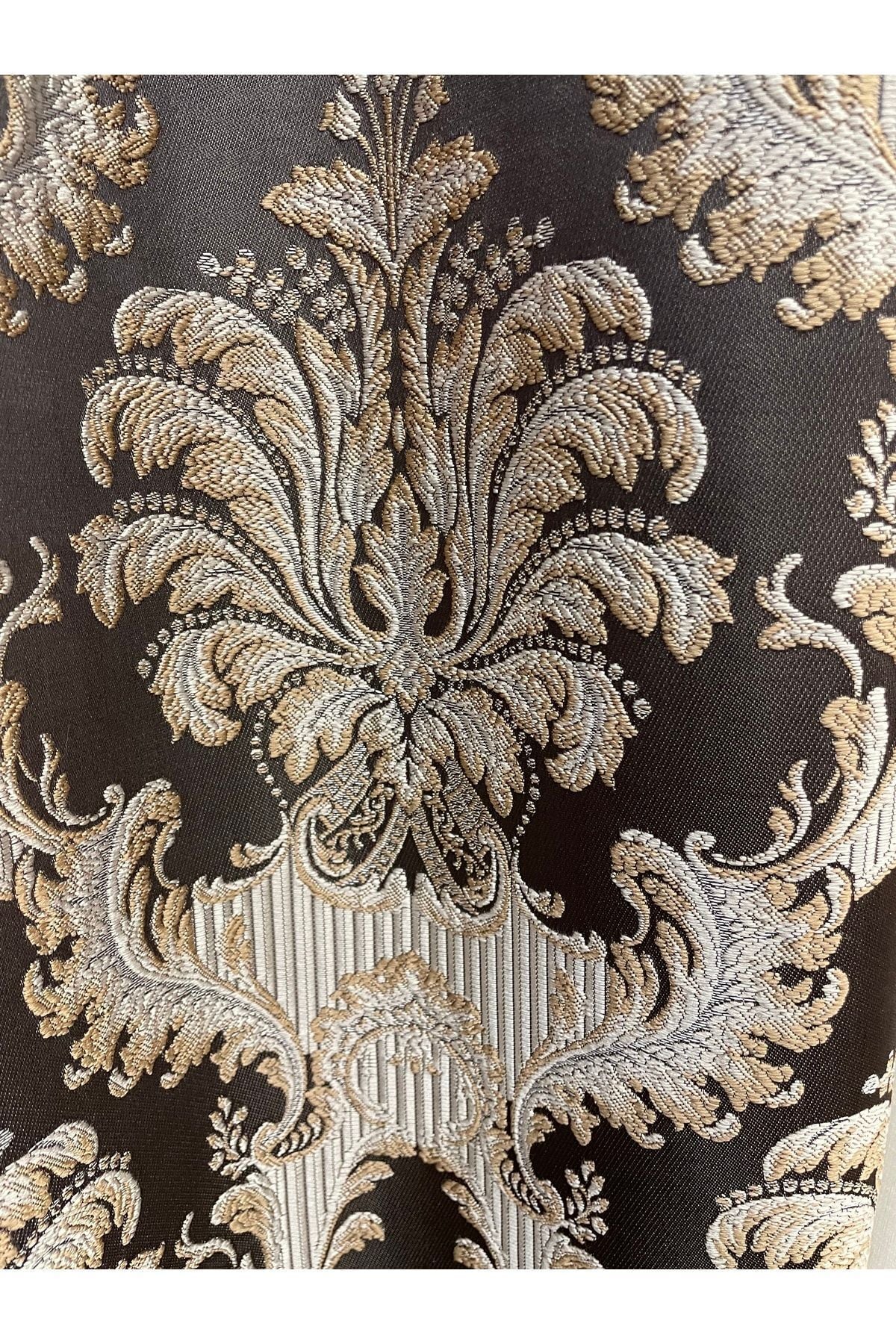Gray Brown Damask Pattern Jacquard 1/3 Tight Pleat Jacquard Blackout Curtain