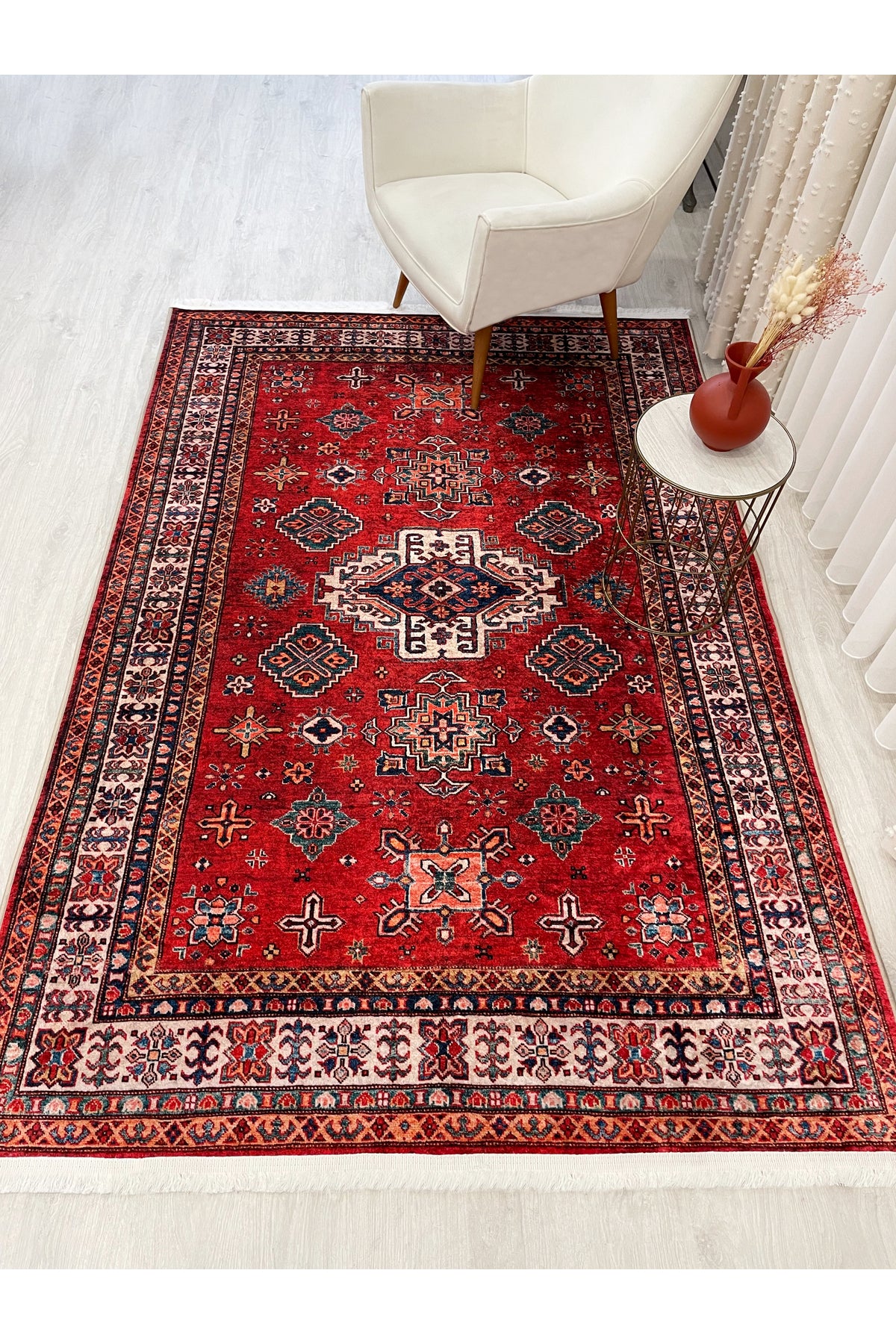 Kilim Motif Classic Non-Slip Base Round Rug