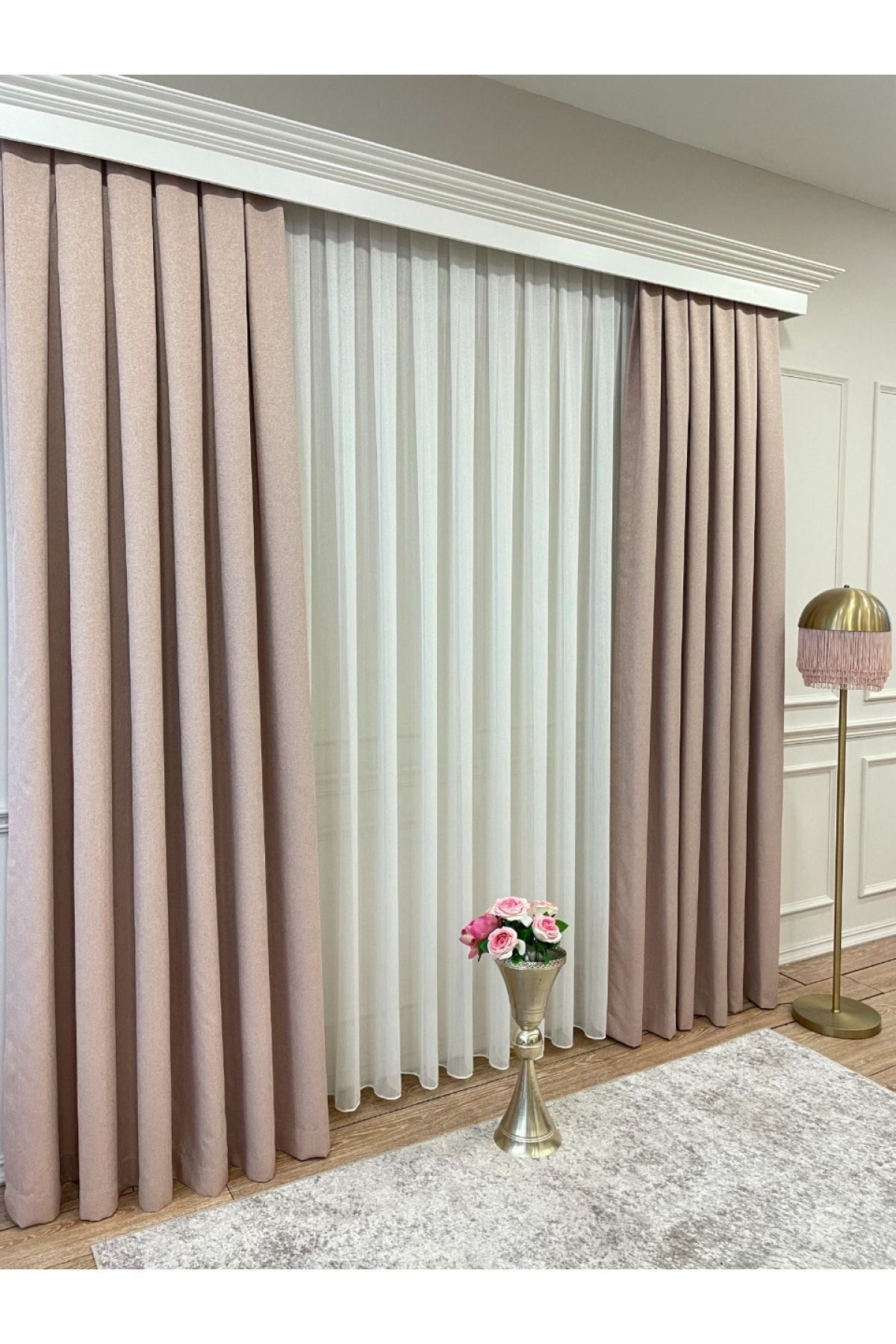 Linen-Look Glittery Plain Blackout Curtain 1/3 Dense Pleated - Green - Gold Glitter