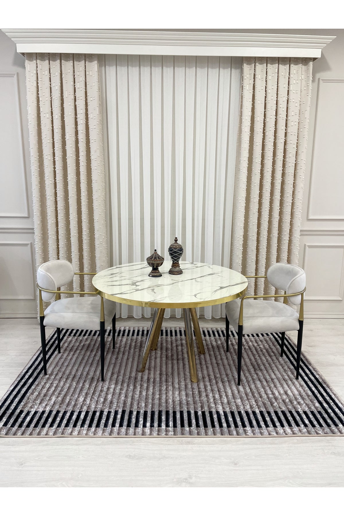 GRAY Striped Pattern Non-Slip Base Sisal-Look Runner Rug