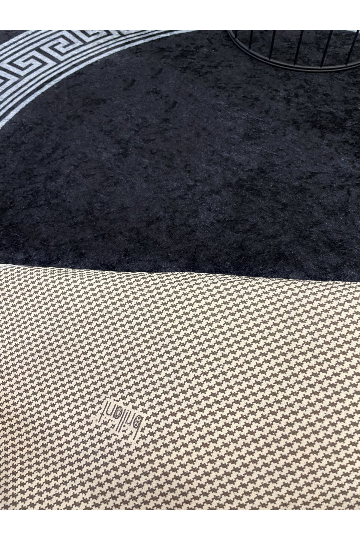 Brown Mink Bordered Latex Base Fringed Rug