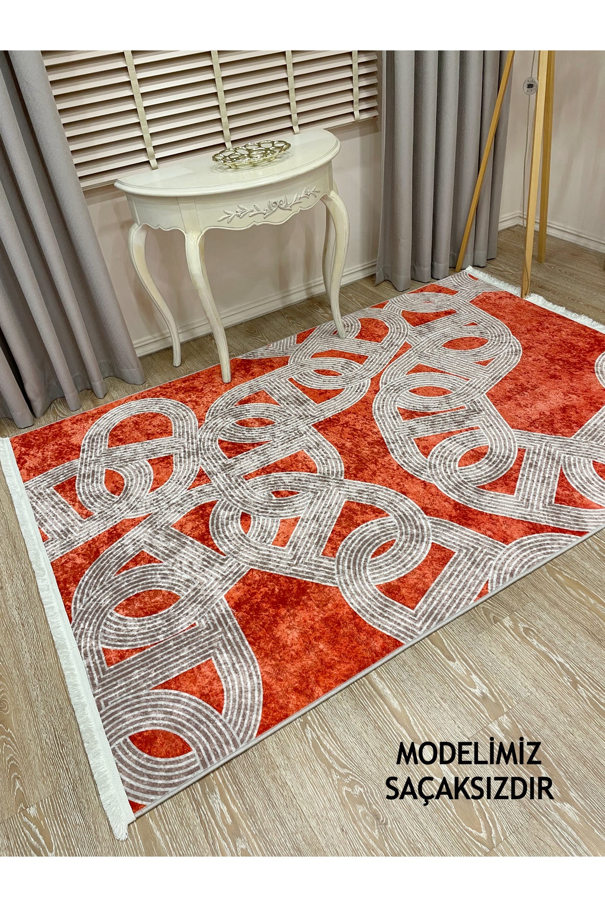 Hook Pattern Modern Design Latex-Backed Rug