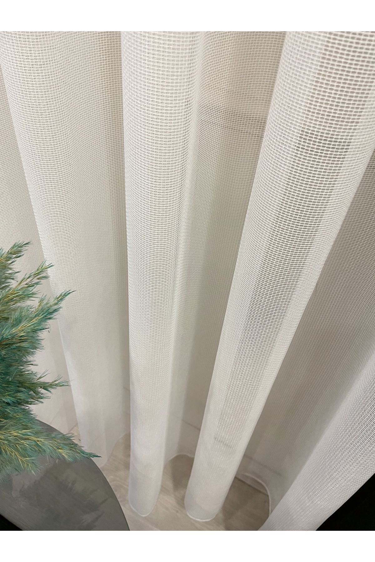 Honeycomb Textured Armor - Sheer Glitter 1/3 Dense Pleat - Ecru Sheer Curtain