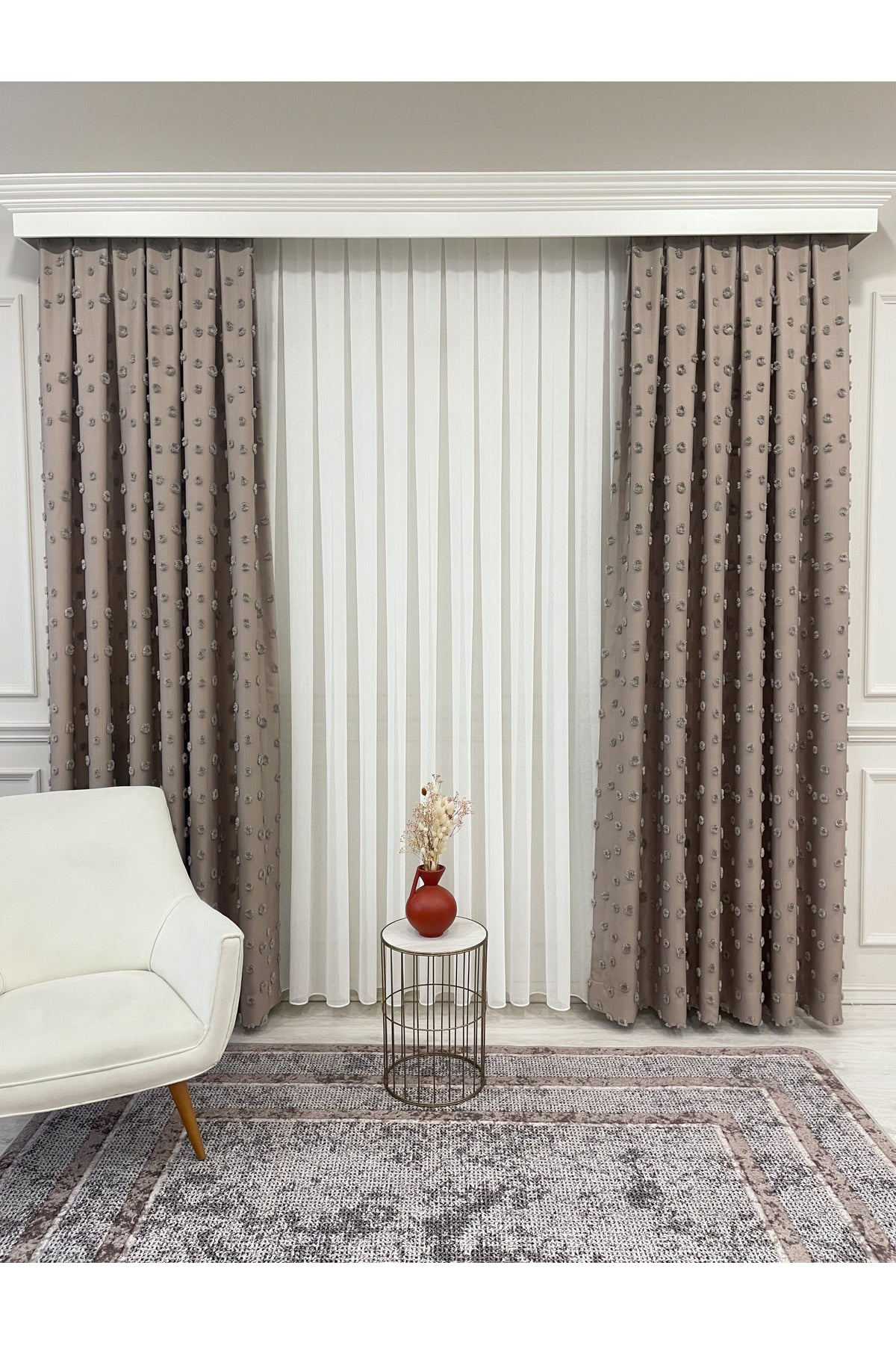 Blue Children's Room Pompom Puffy Blackout Curtain 1/3 Dense Pleating