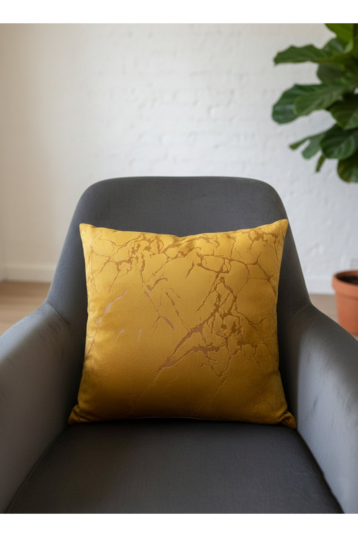 Set of 2 Velvet Throw Pillow Covers Ecru-Silver Foil (45X45)