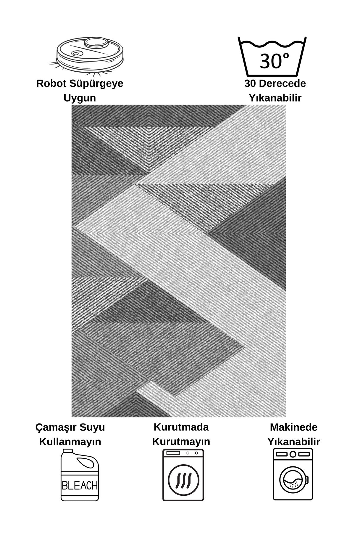 Gray Geometric Pattern Non-Slip Base Runner Rug