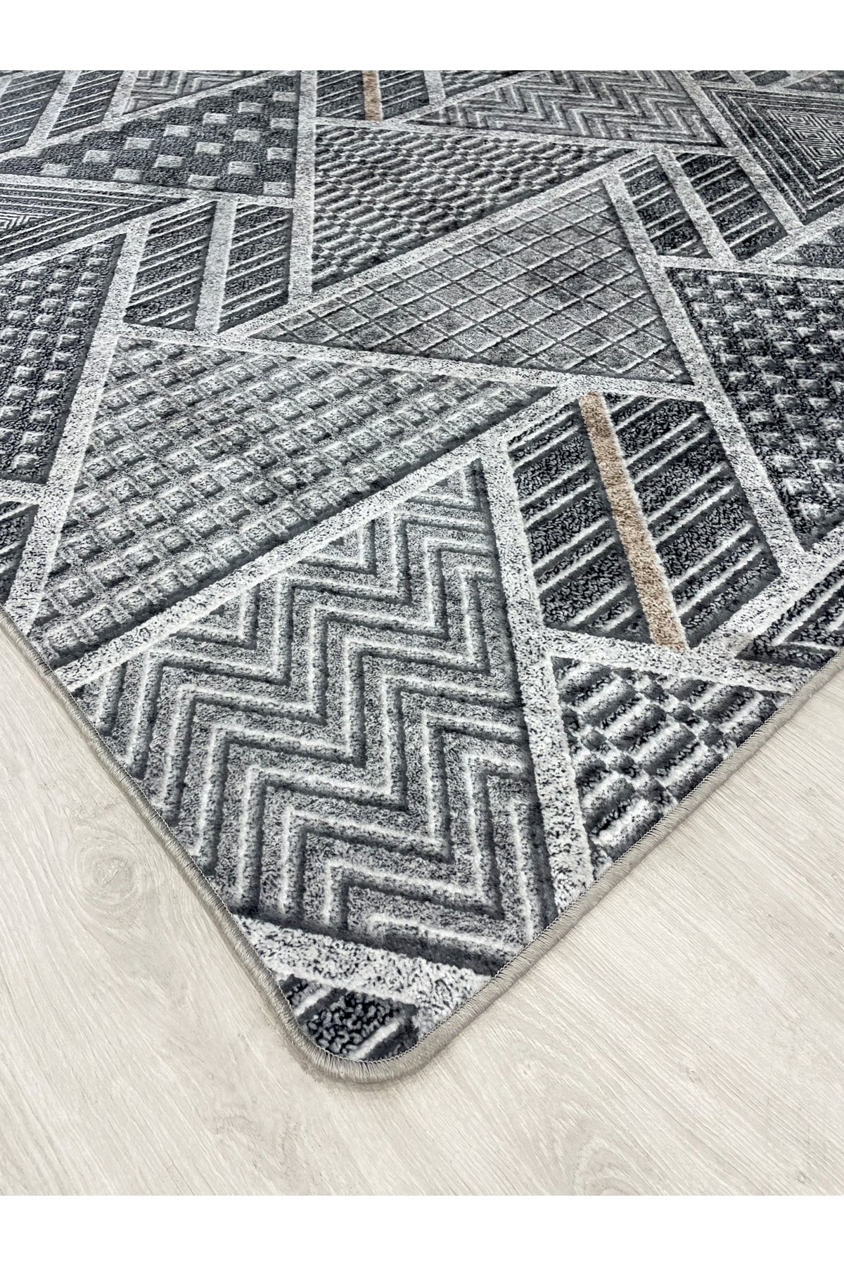 Brown Embossed Look Latex Leather Base Rug