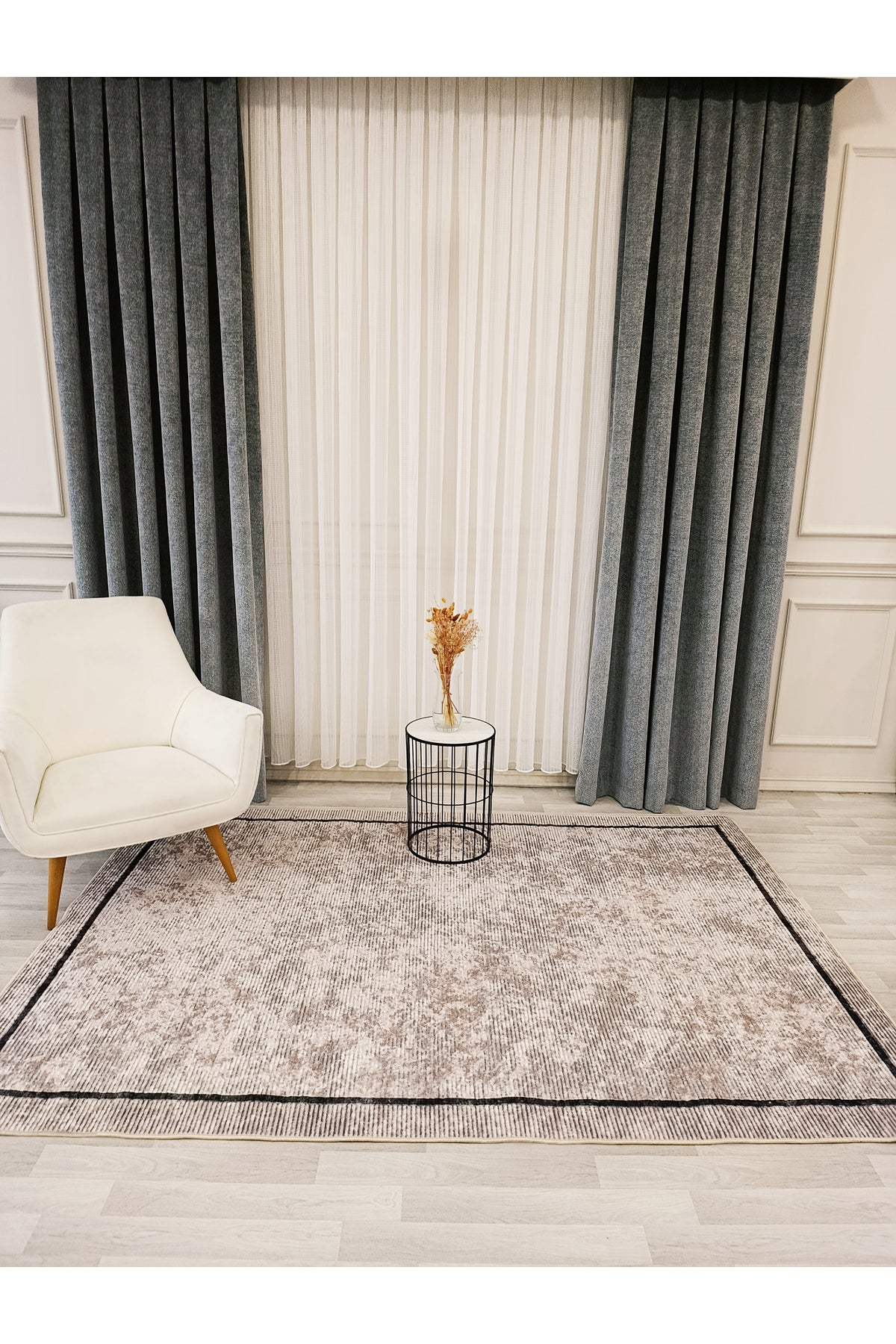 Mink Brown Geometric Pattern Non-Slip Base Runner Rug