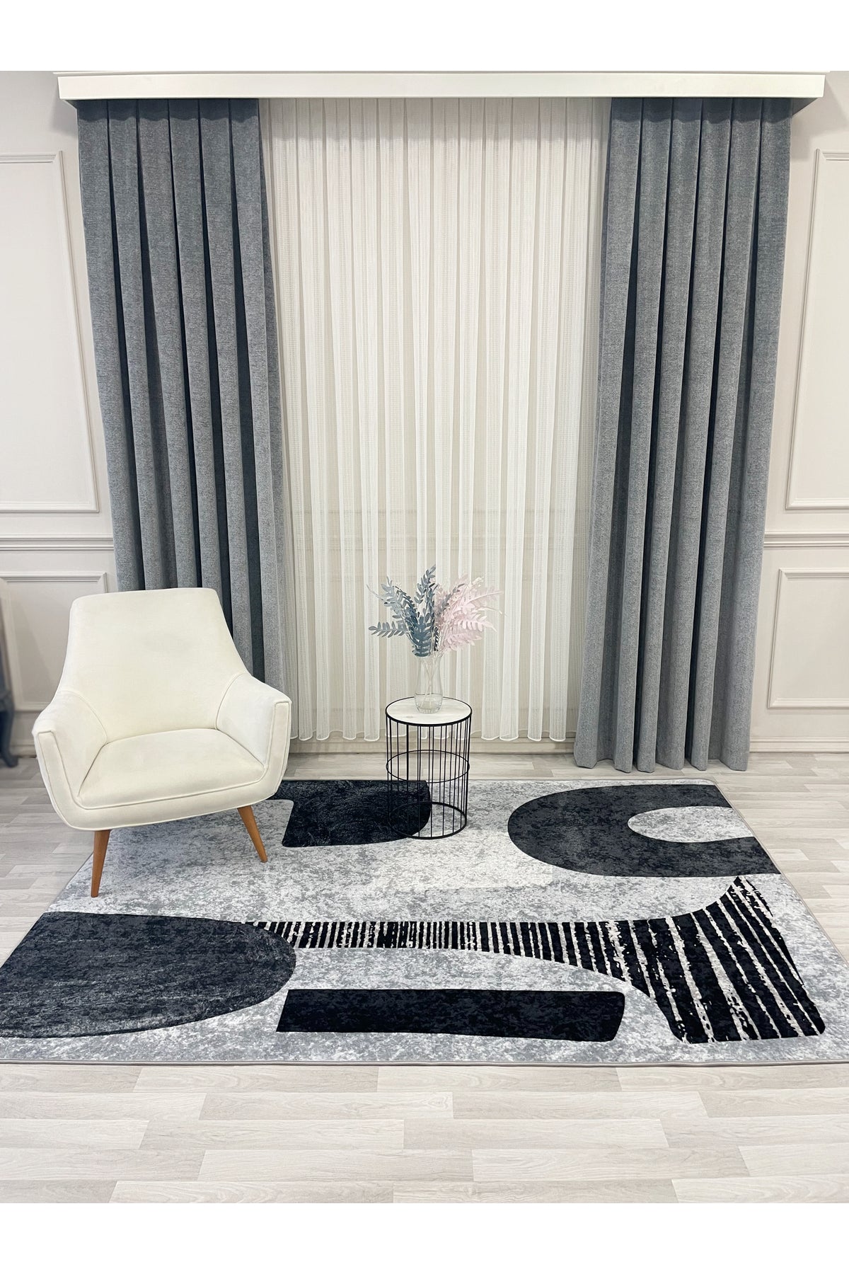 Gray Abstract-Look Modern Rug