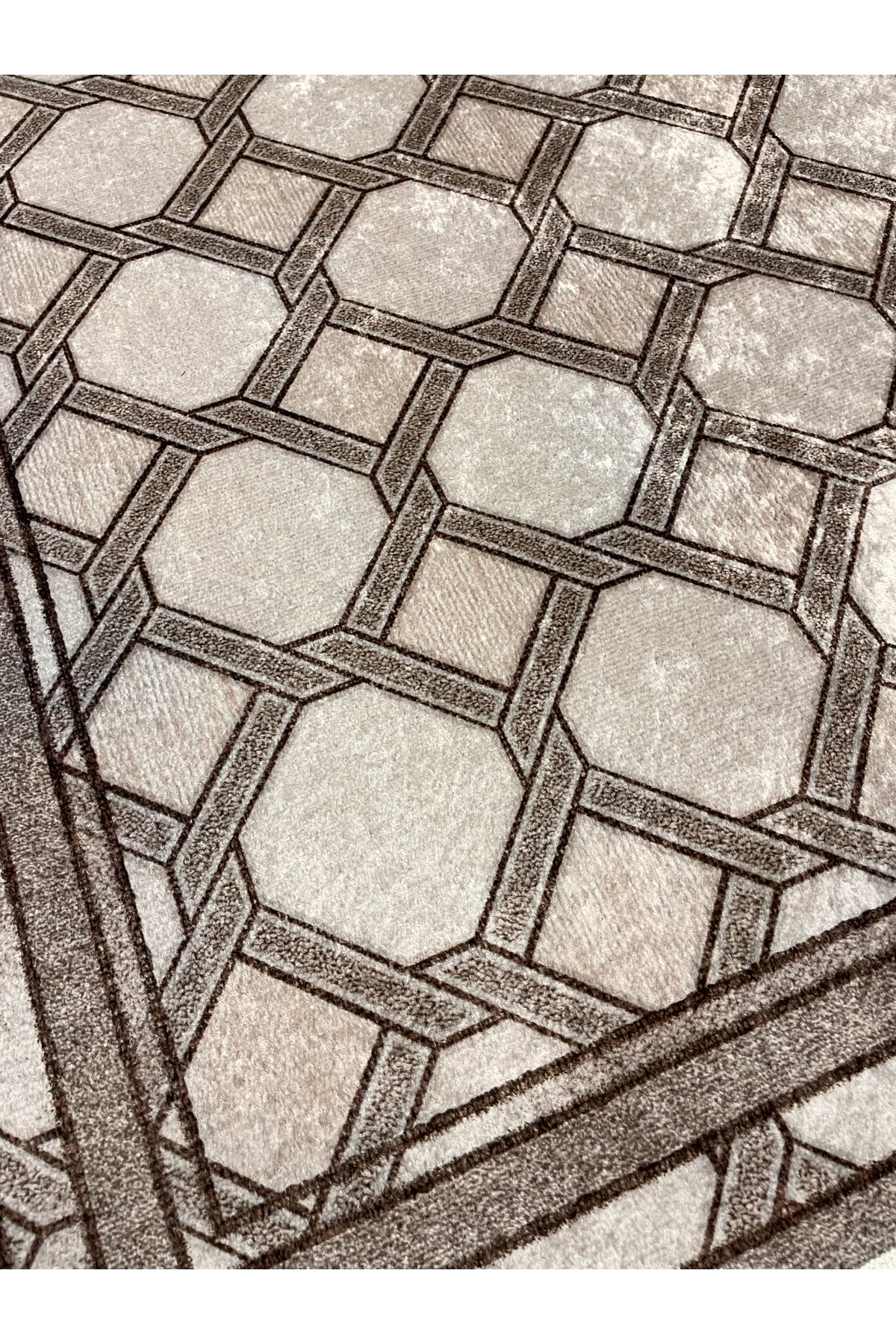 Brown Mink Embossed Look Latex Leather Base Rug