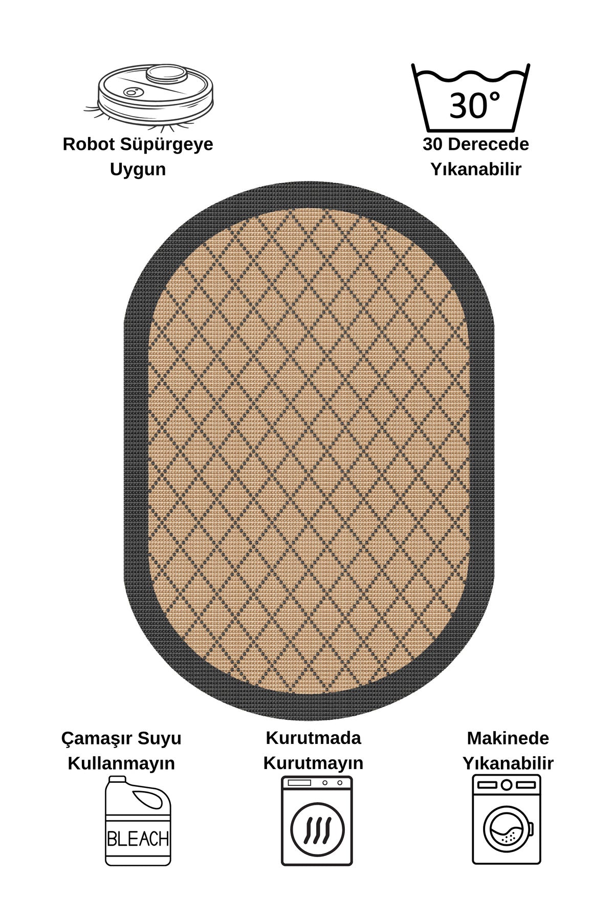 GREEN-BROWN Jute Sisal Look Bordered Non-Slip Base Runner Rug