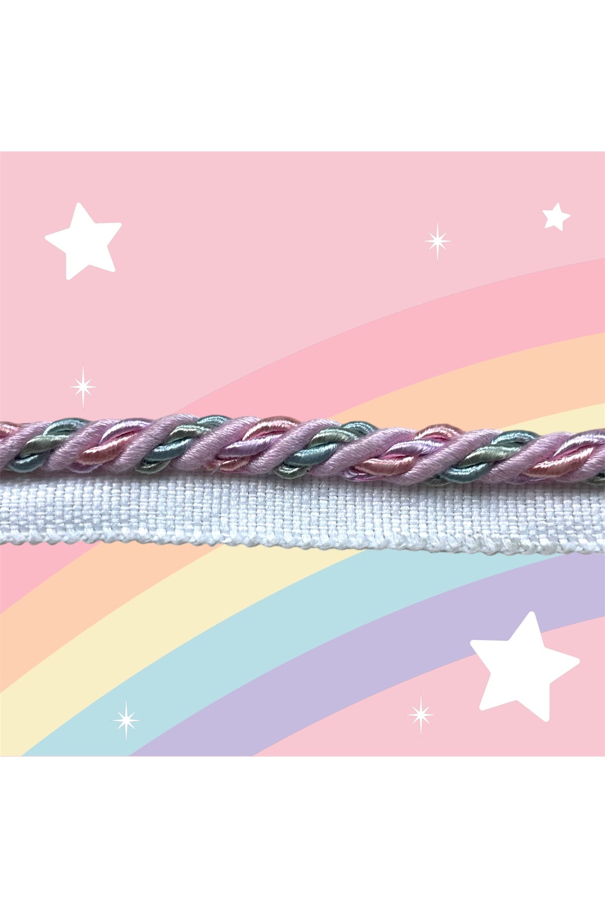 3 METERS - WHITE-PINK-YELLOW Color Thick Rope Cord