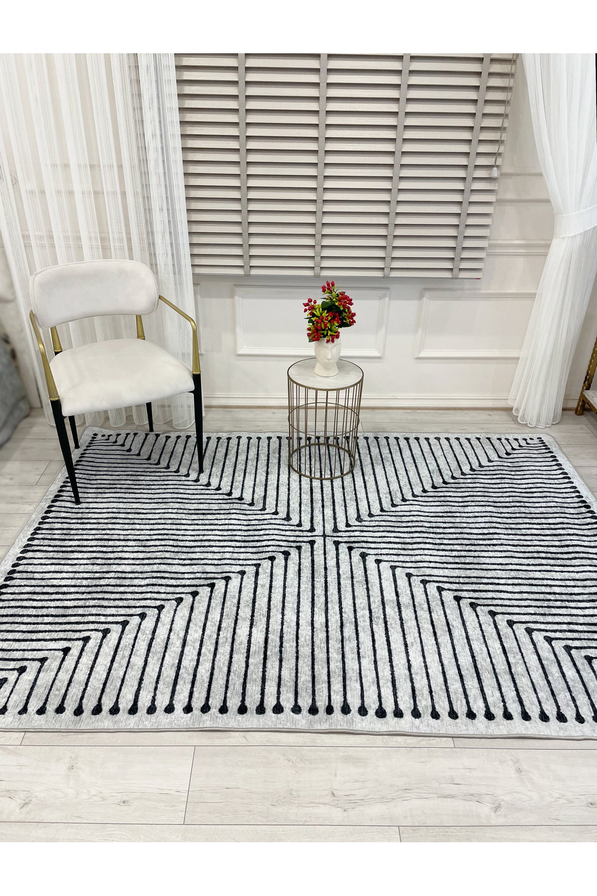 Terracotta Color Chenille-Look Design Runner Kitchen Rug