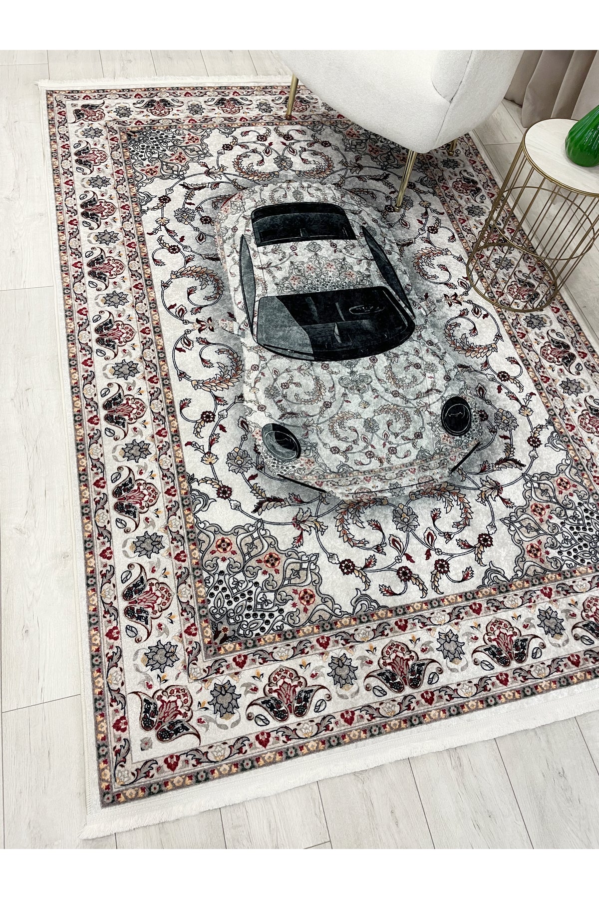 Vintage Car Pattern Latex Base Rug