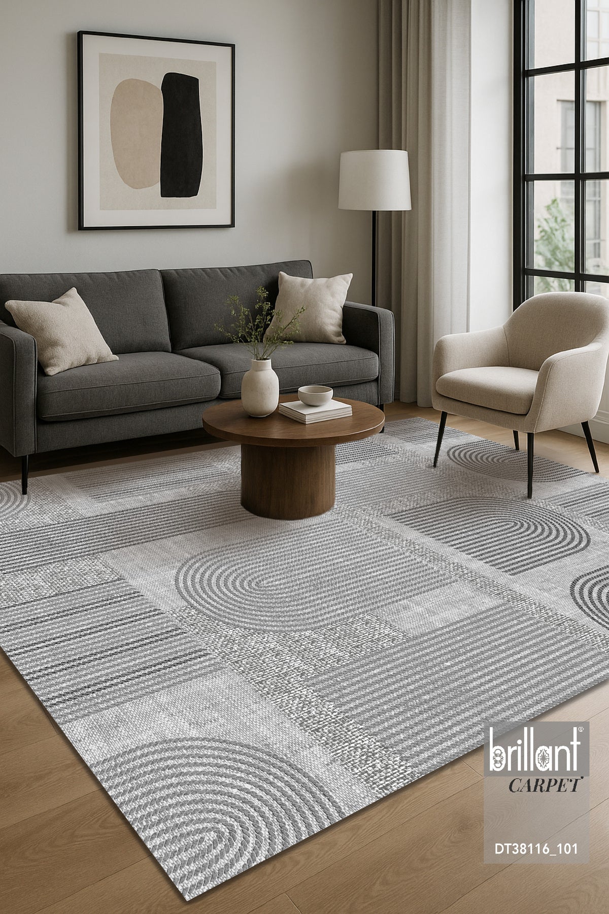 Gray Jute-Look Modern Rug