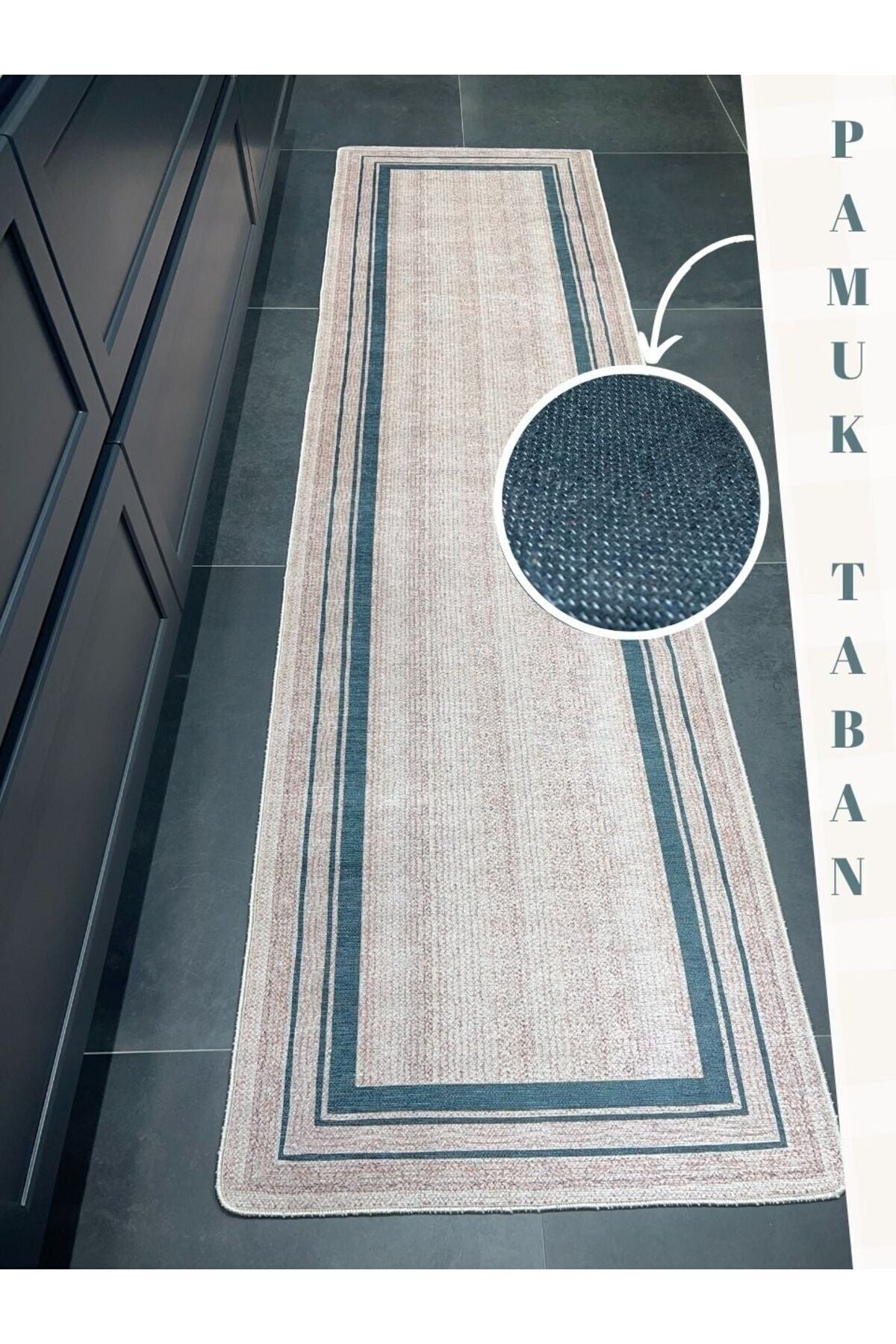 Jute-Pattern Kitchen Rug, Woven-Base Flat Rug