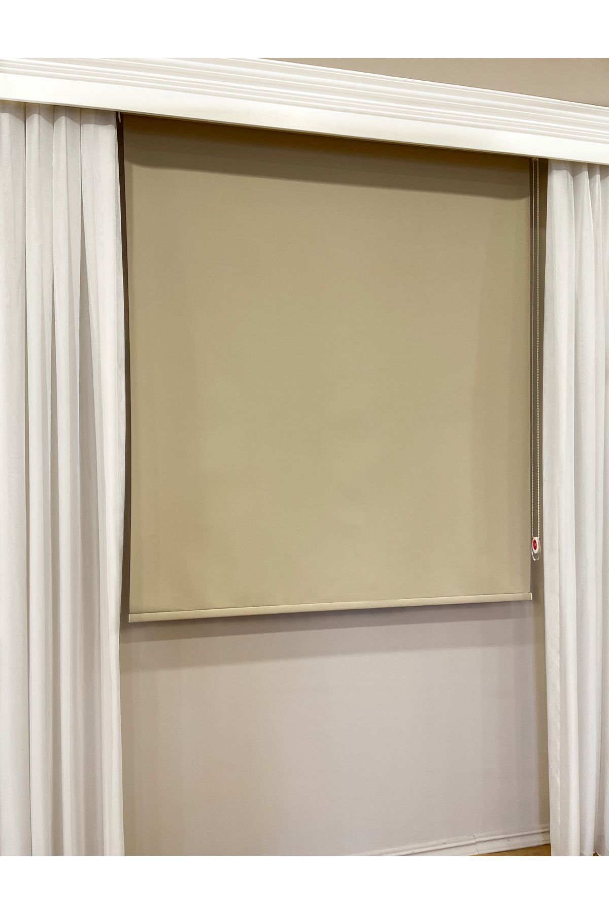 Cream Color Linen-Look Thick Fabric Roller Shade Modern Curtain