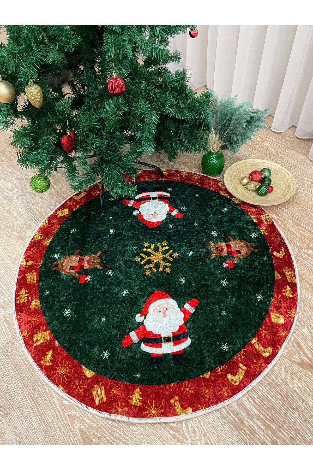 Christmas-Themed Round Tree Skirt Rug (Size 80X80)