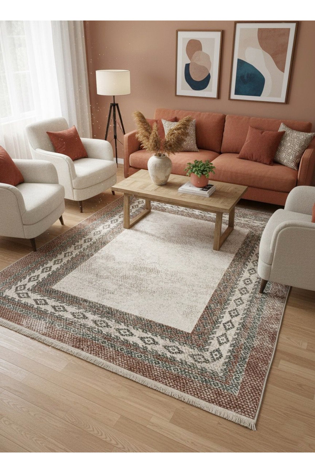 GRAY-BROWN Jute Sisal Look Latex Base Rug