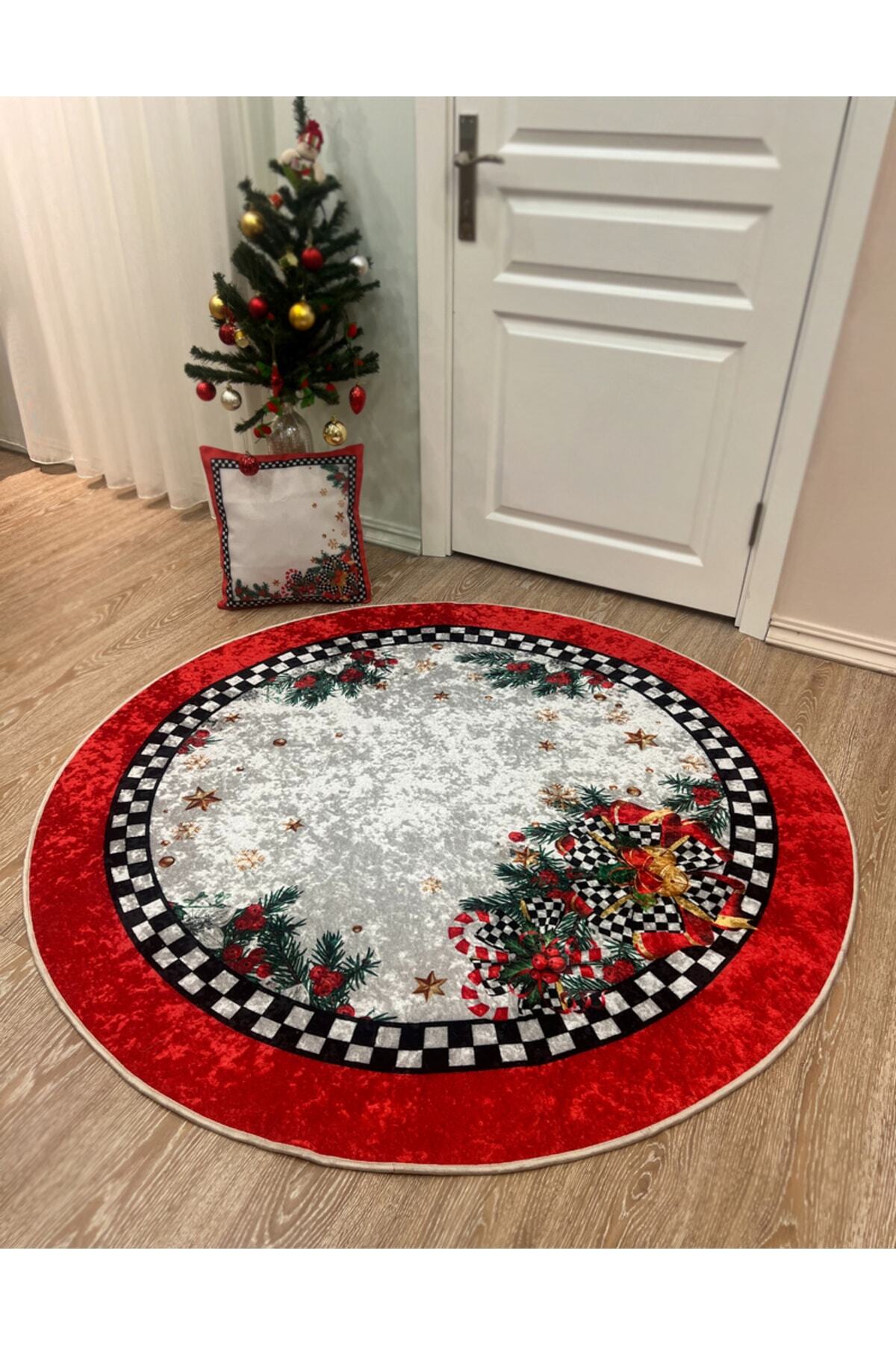 Christmas-Themed Red Christmas Tree Skirt Rug