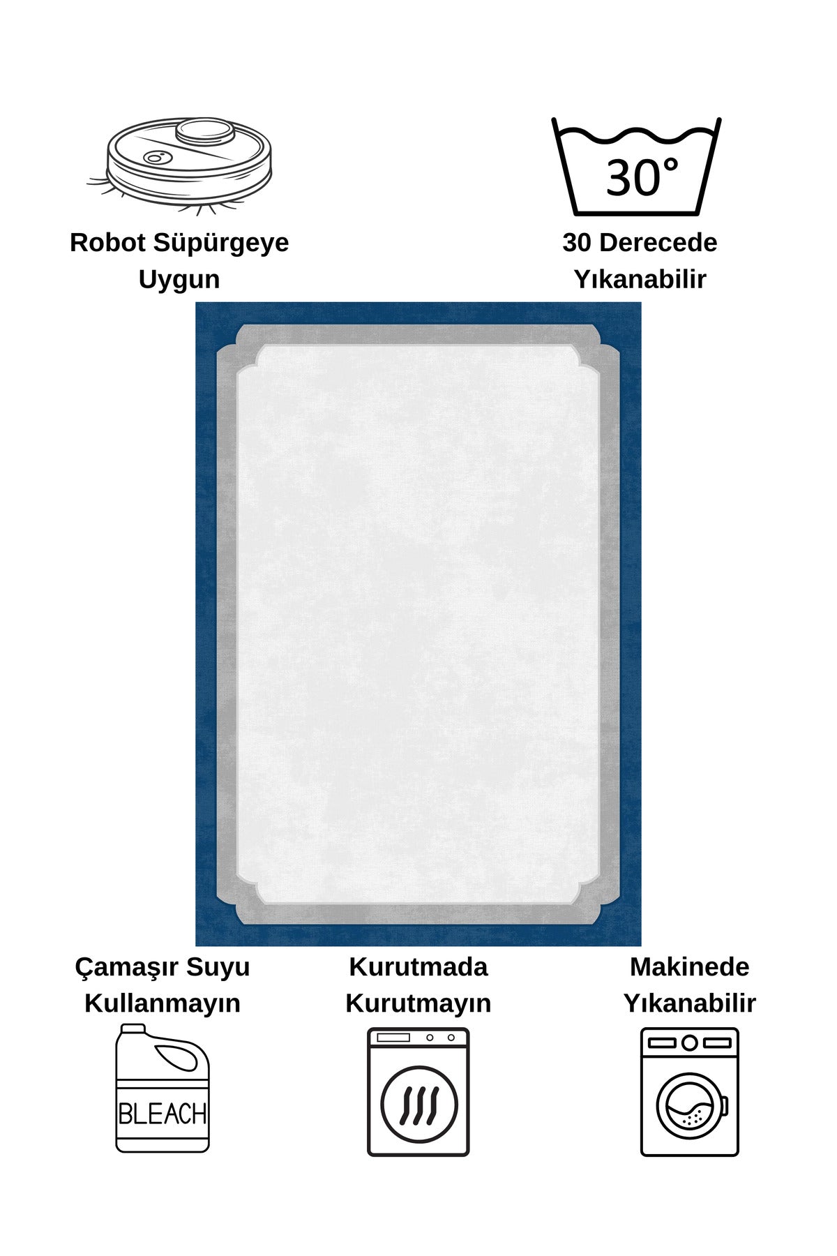 BEIGE-BLACK Framed Border Modern Pattern Latex Base Rug