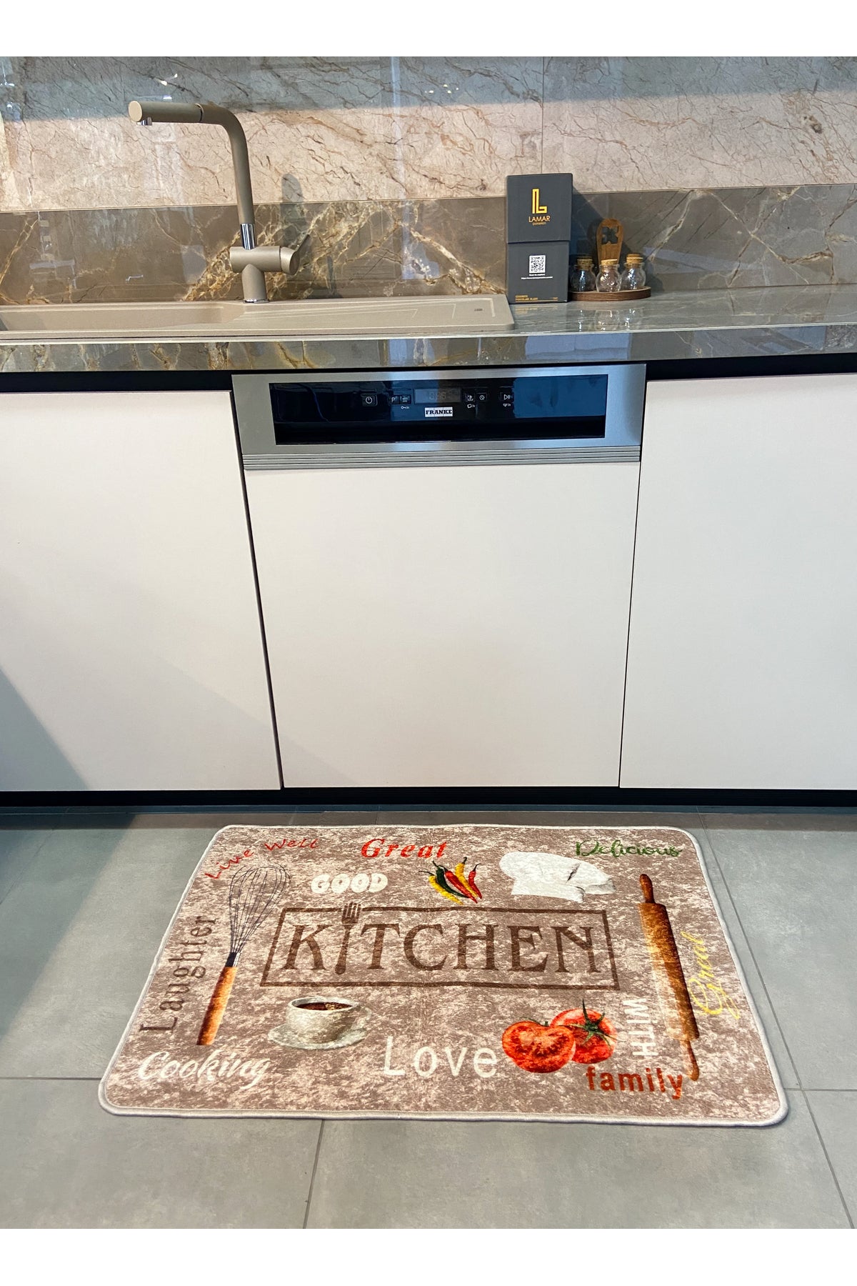 Gray Washable Kitchen Runner Latex Leather Base Rug