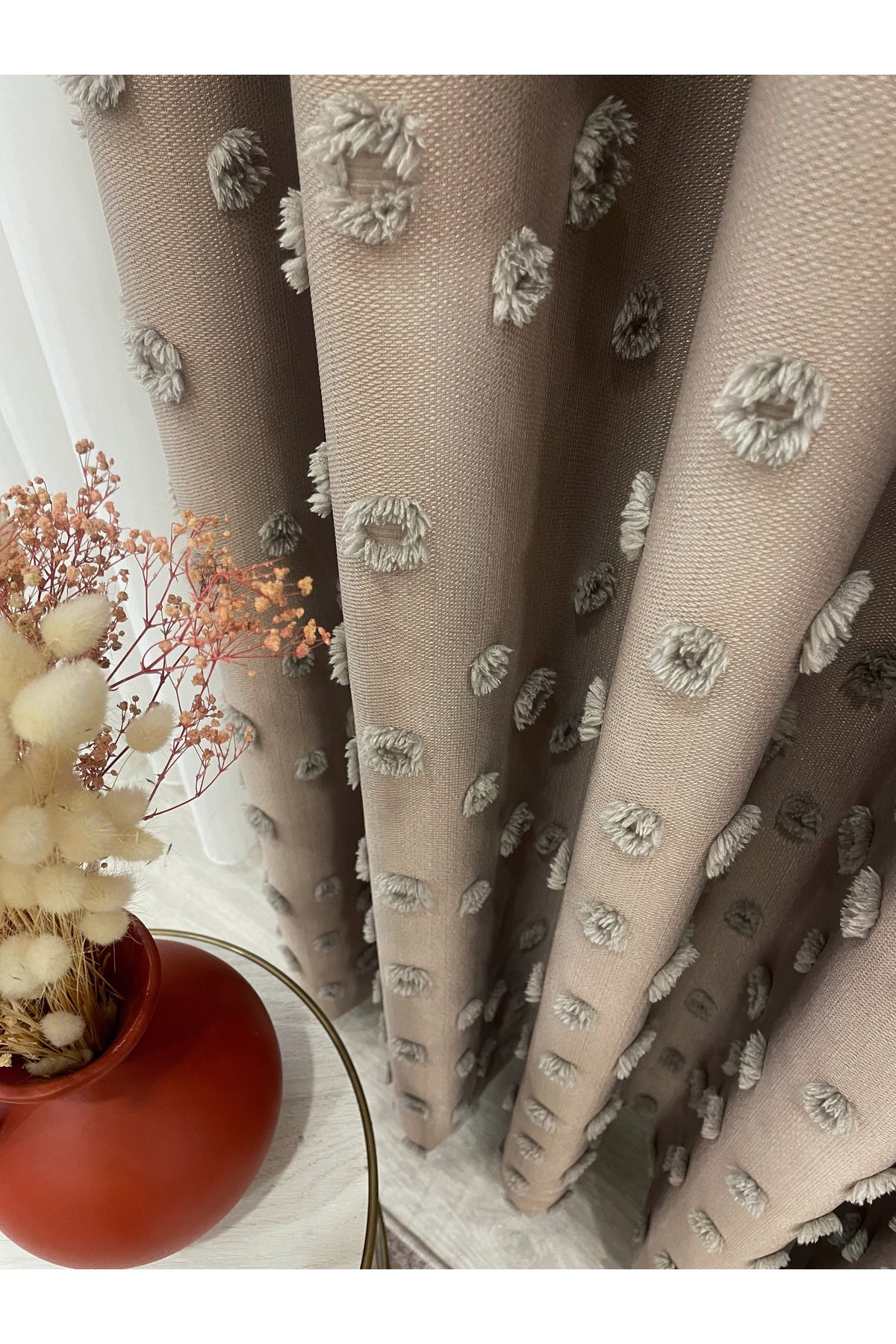 Blue Children's Room Pompom Puffy Blackout Curtain 1/3 Dense Pleating