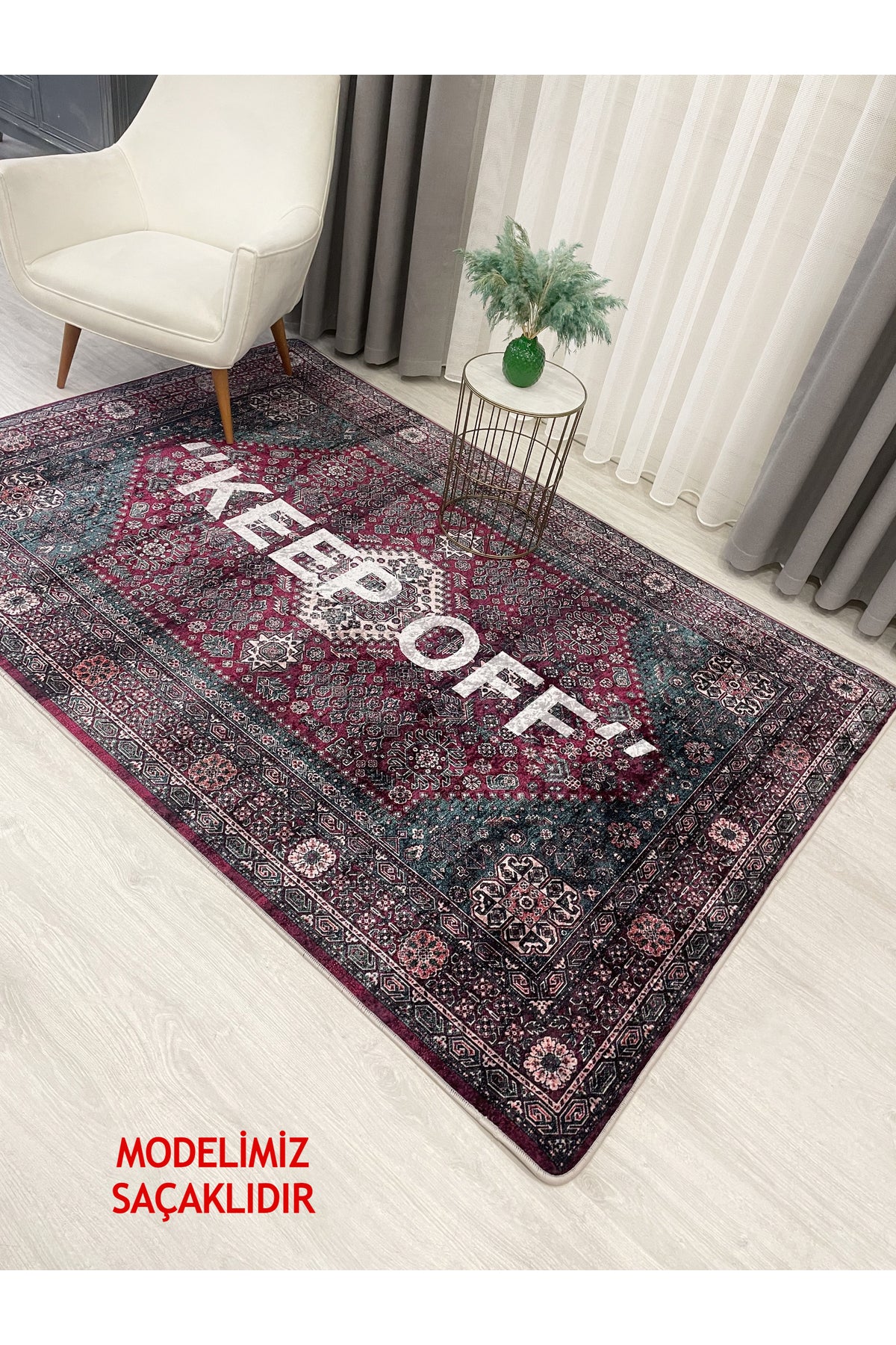 Pink Keep Off Fringed Latex Base Rug